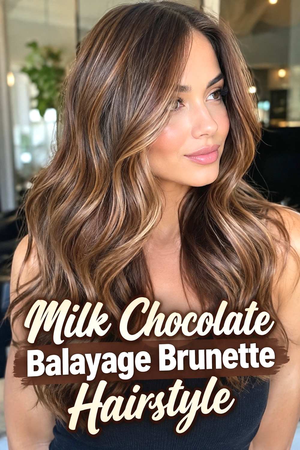 12. Milk Chocolate Balayage Brunette Hairstyle