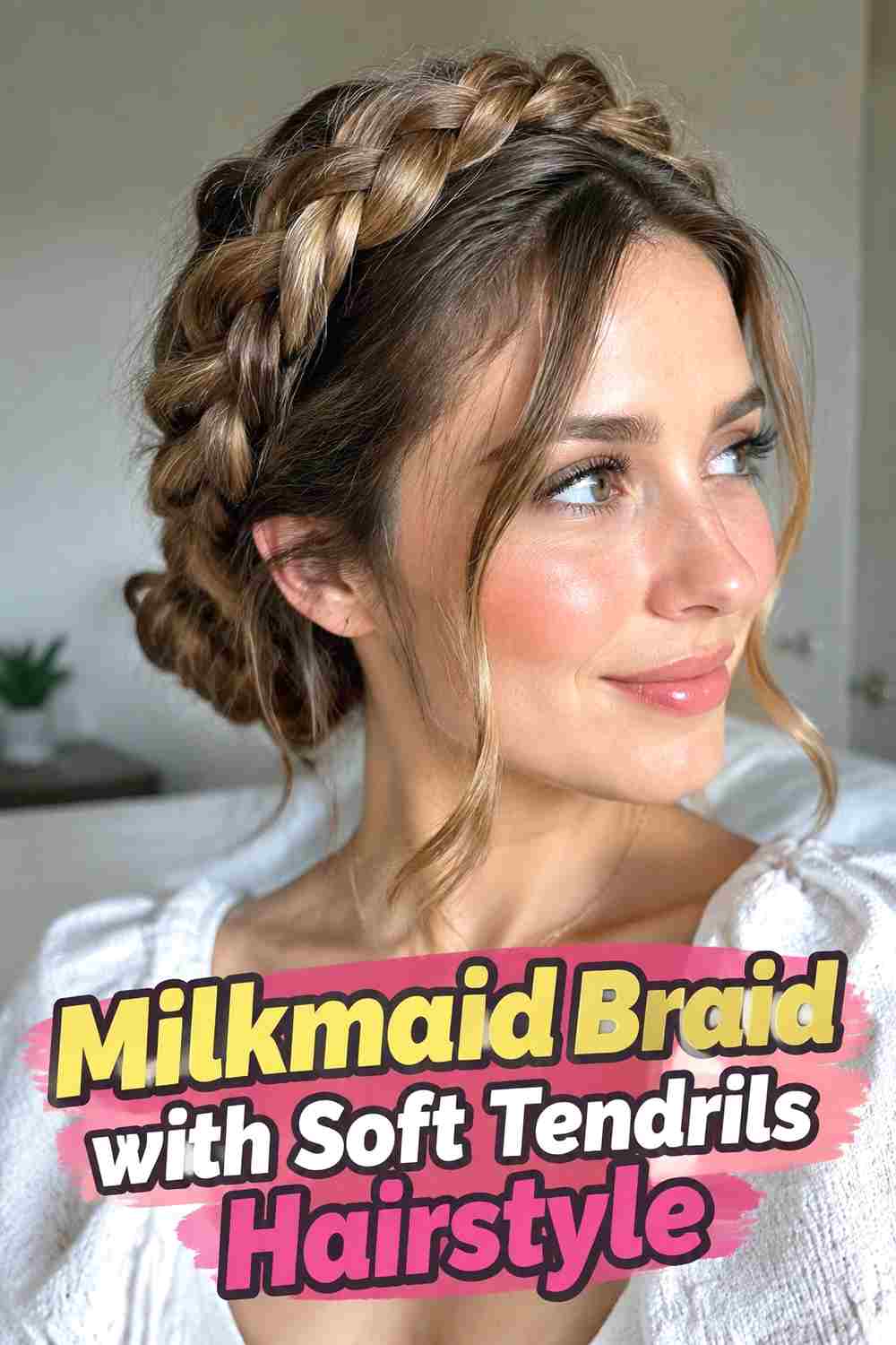 11. Milkmaid Braid With Soft Tendrils Hairstyle