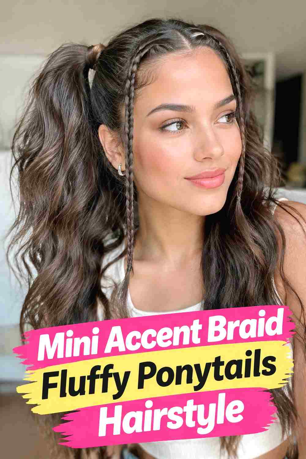 17. Mini Accent Braid Fluffy Ponytails Hairstyle
