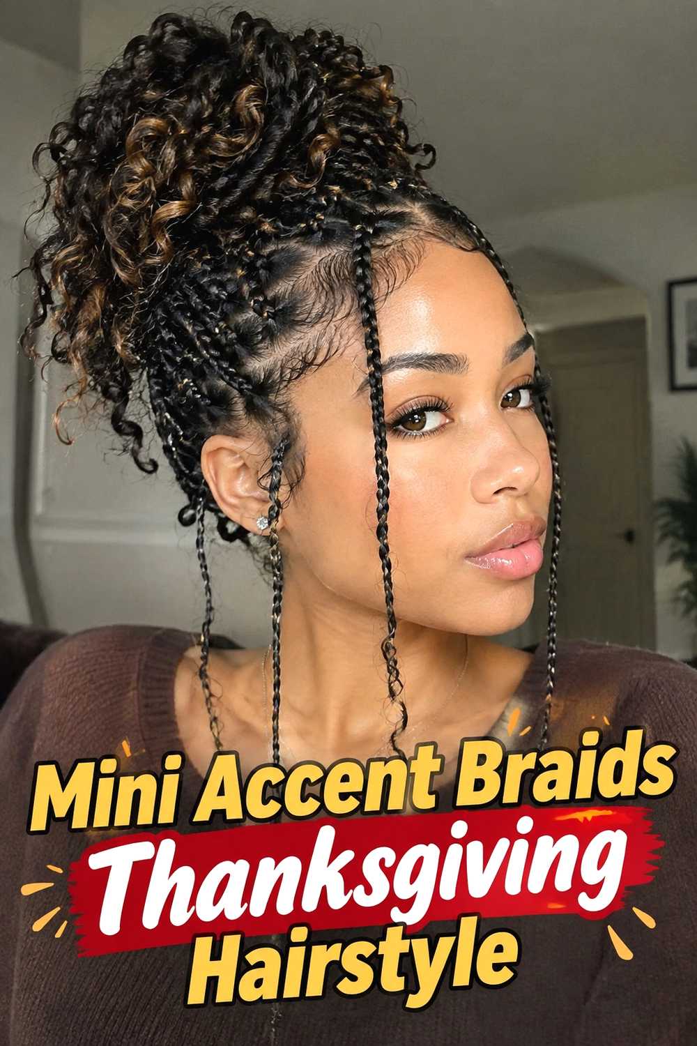 12. Mini Accent Braids Thanksgiving Hairstyle