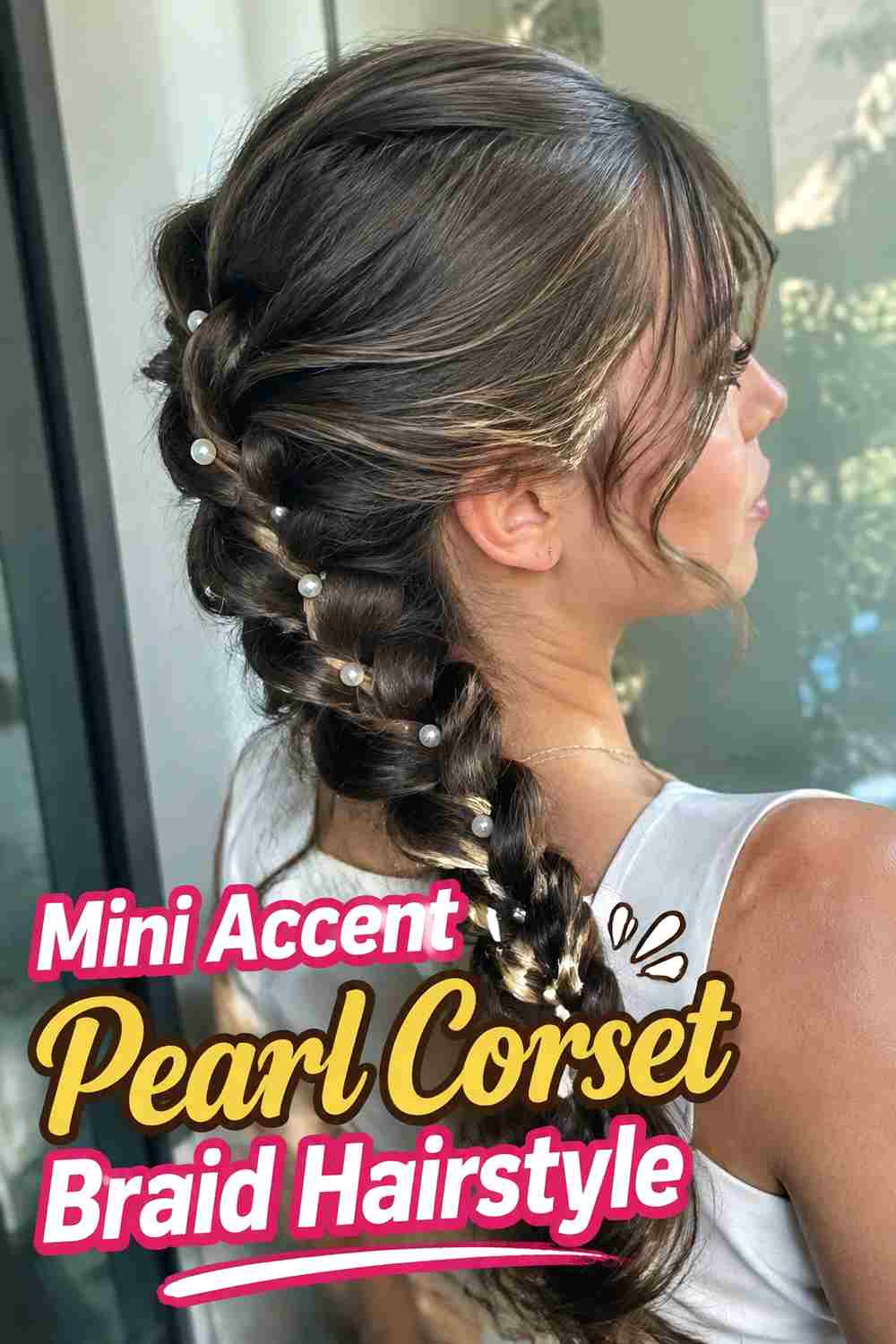 12. Mini Accent Pearl Corset Braid Hairstyle