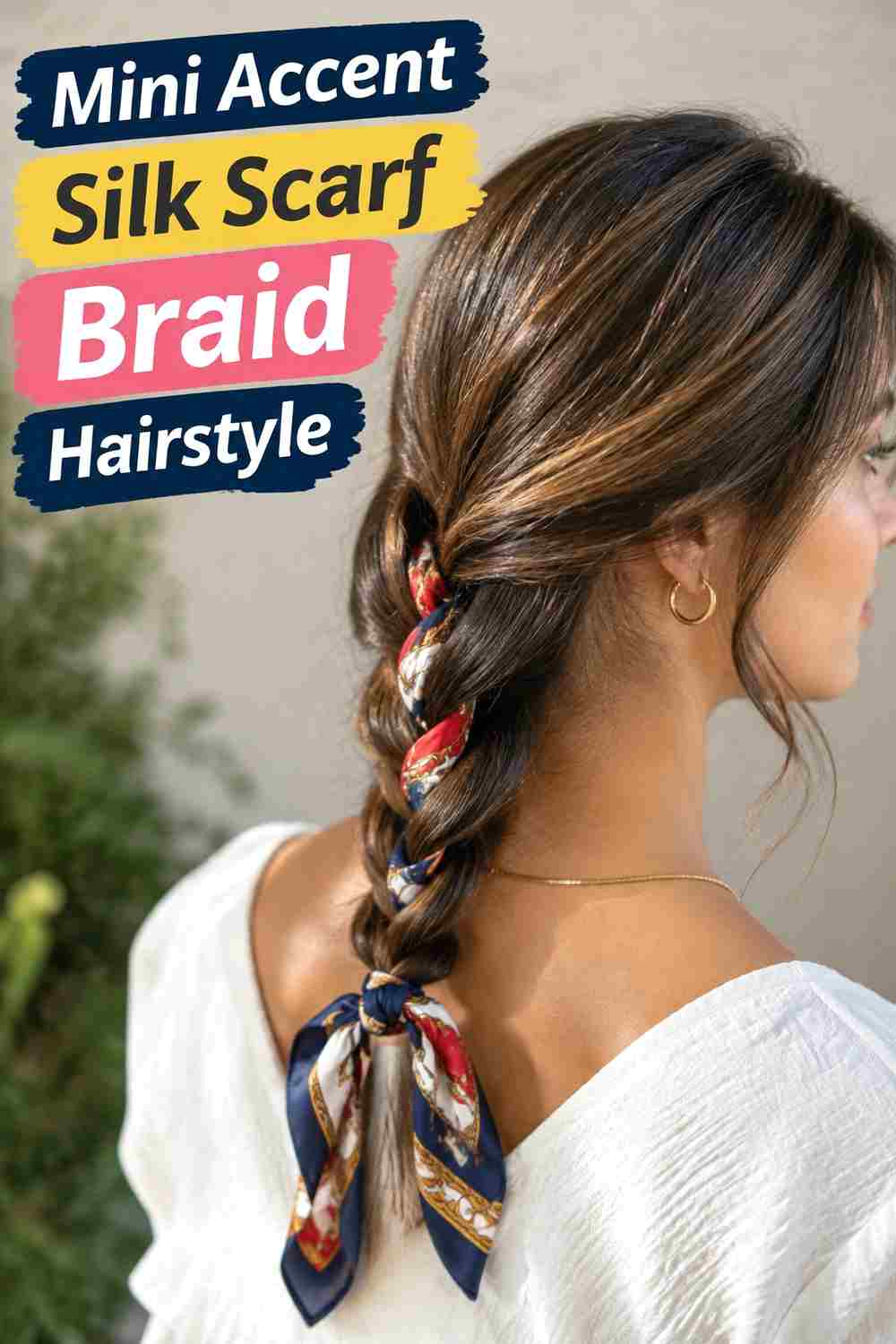 13. Mini Accent Silk Scarf Braid Hairstyle