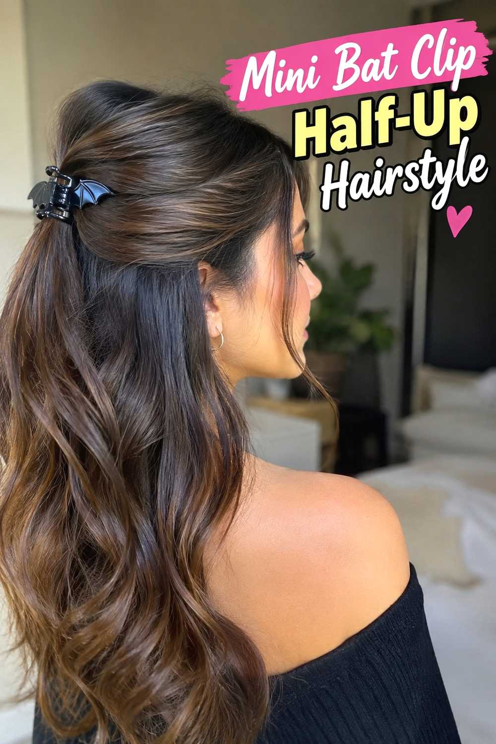 1. Mini Bat Clip Half Up Hairstyle