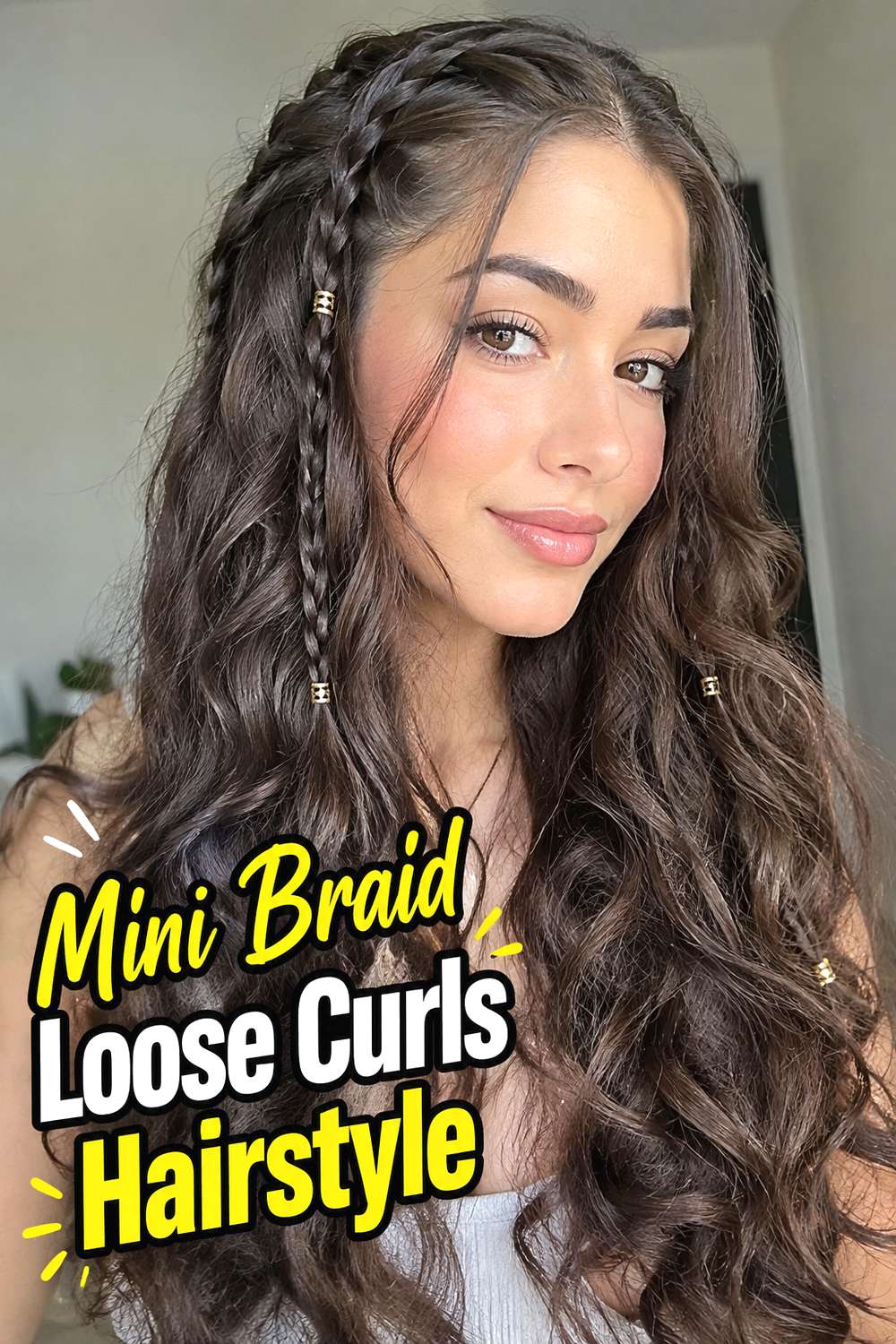 Mini Braid Loose Curls Hairstyle