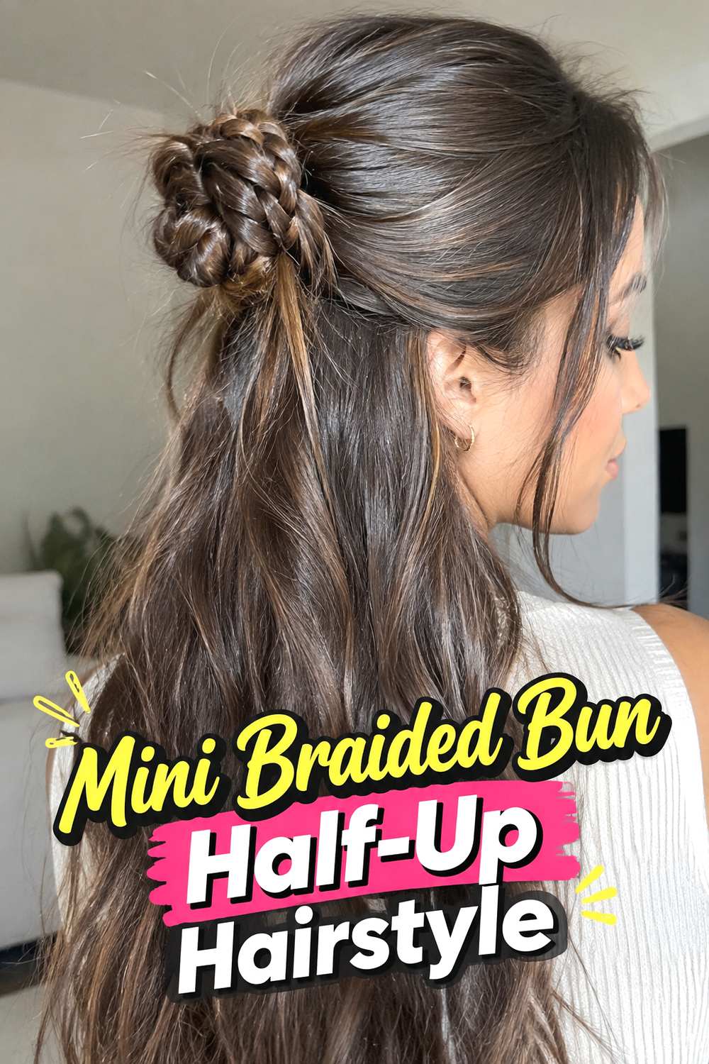 Mini Braided Bun Half-Up Hairstyle