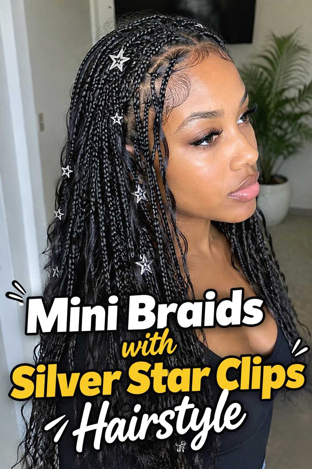 18. Mini Braids With Silver Star Clips Hairstyle