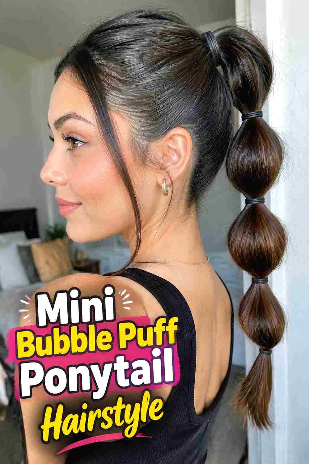 7. Mini Bubble Puff Ponytail Hairstyle