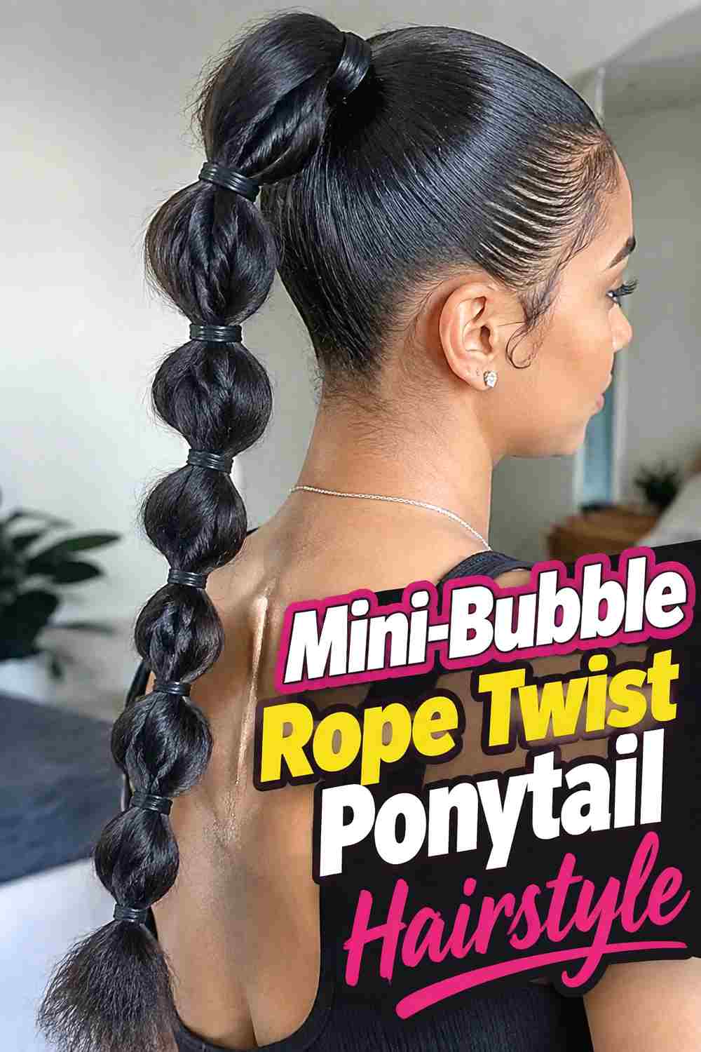 4. Mini Bubble Rope Twist Ponytail Hairstyle