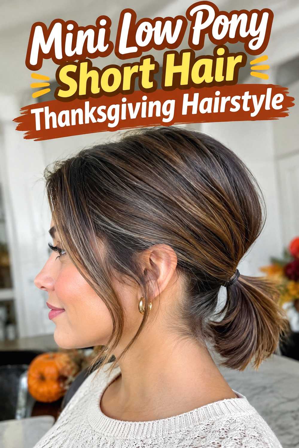 10. Mini Low Pony Short Hair Thanksgiving Hairstyle