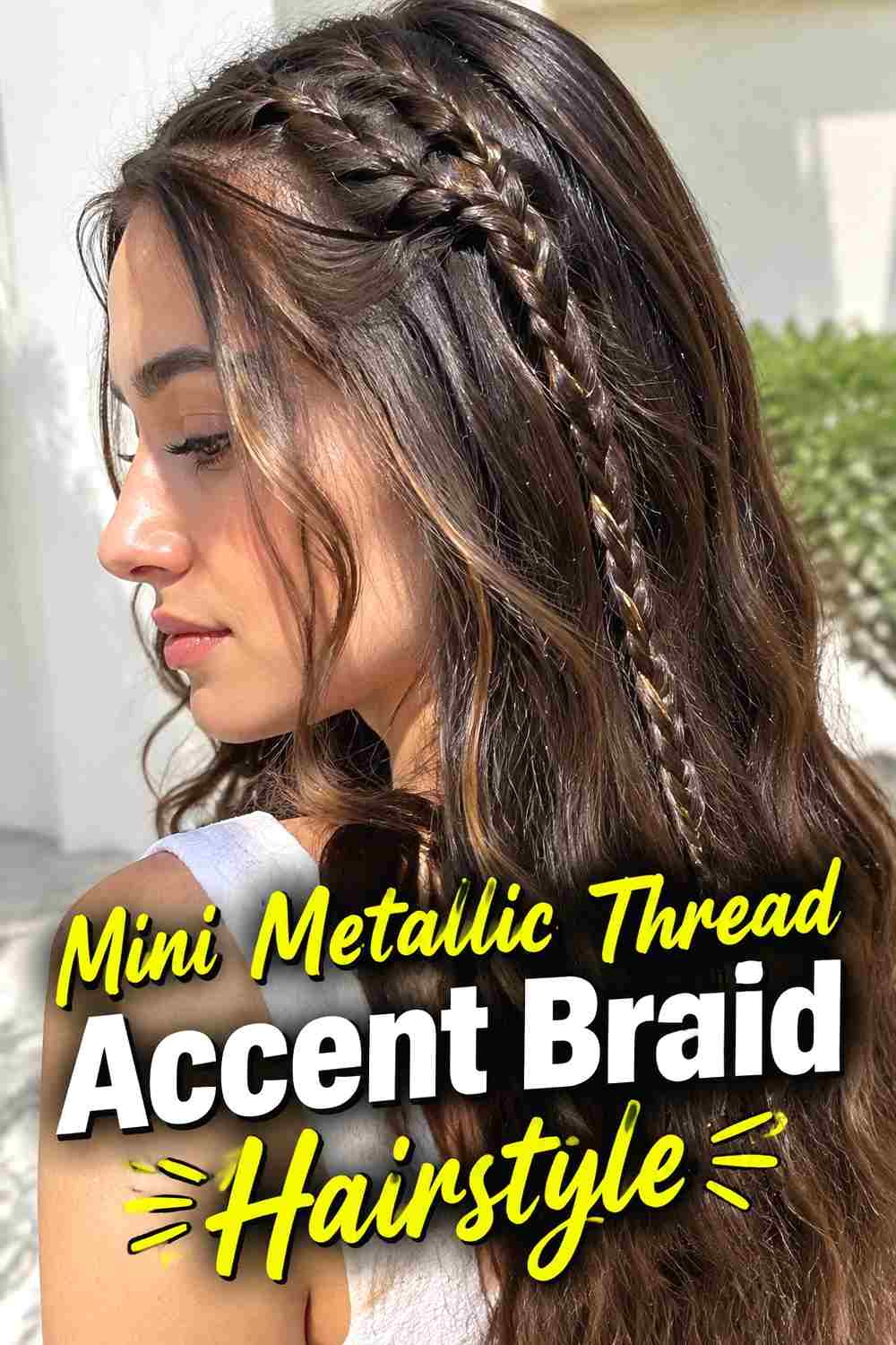 15. Mini Metallic Thread Accent Braid Hairstyle