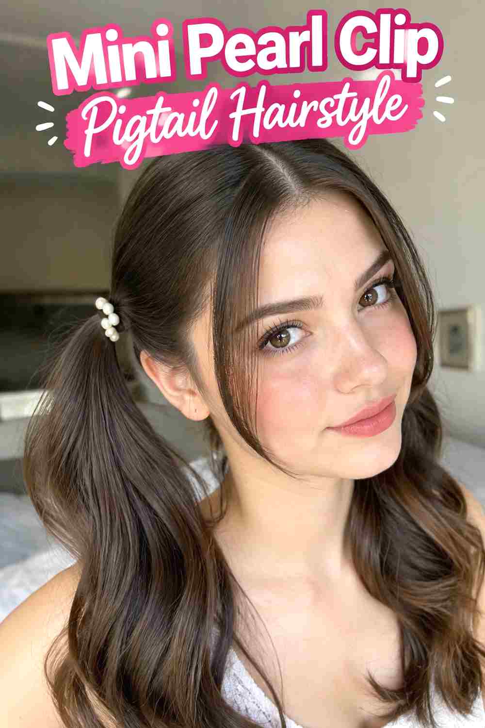 10. Mini Pearl Clip Pigtail Hairstyle