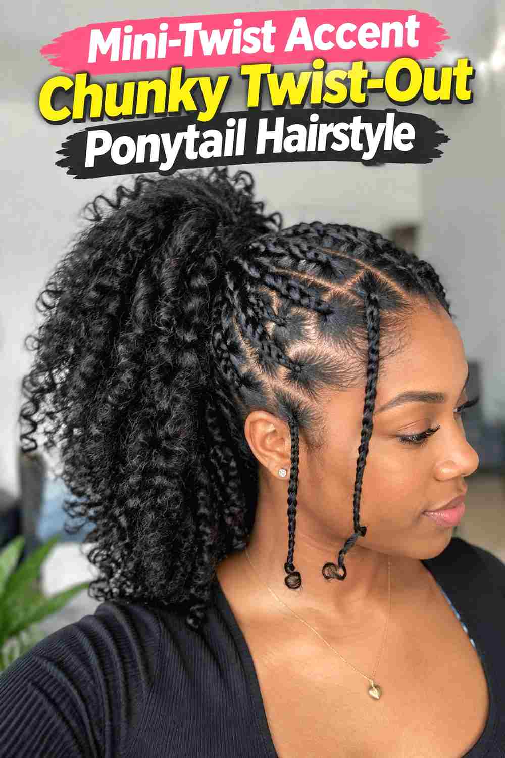 12. Mini Twist Accent Chunky Twist Out Ponytail Hairstyle