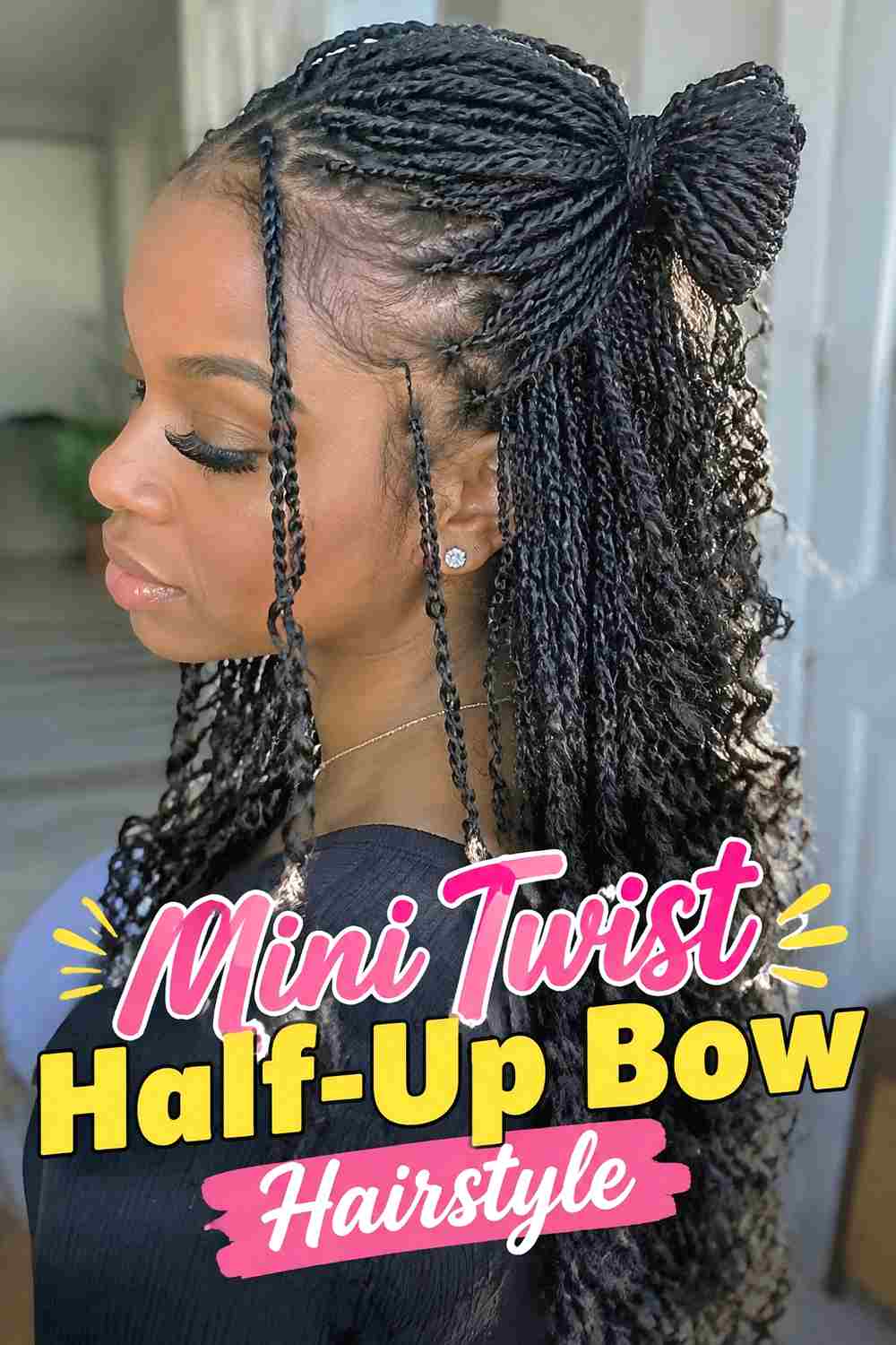 13. Mini Twist Half Up Bow Hairstyle