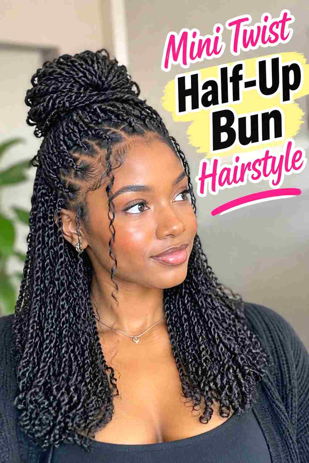 3. Mini Twist Half Up Bun Hairstyle