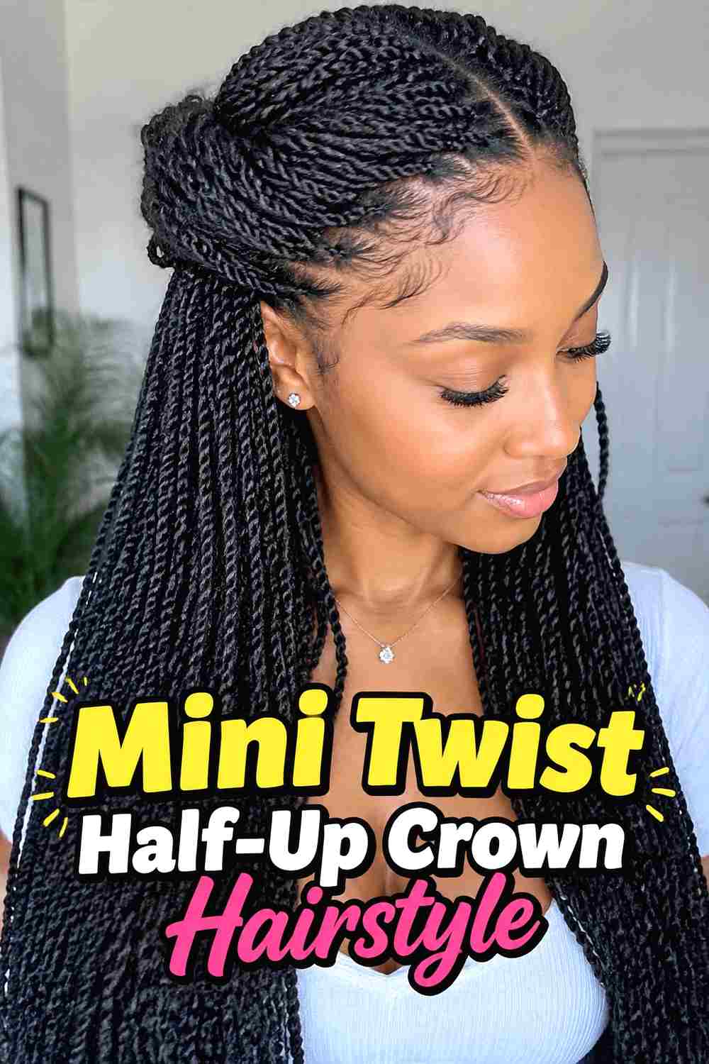 11. Mini Twist Half Up Crown Hairstyle