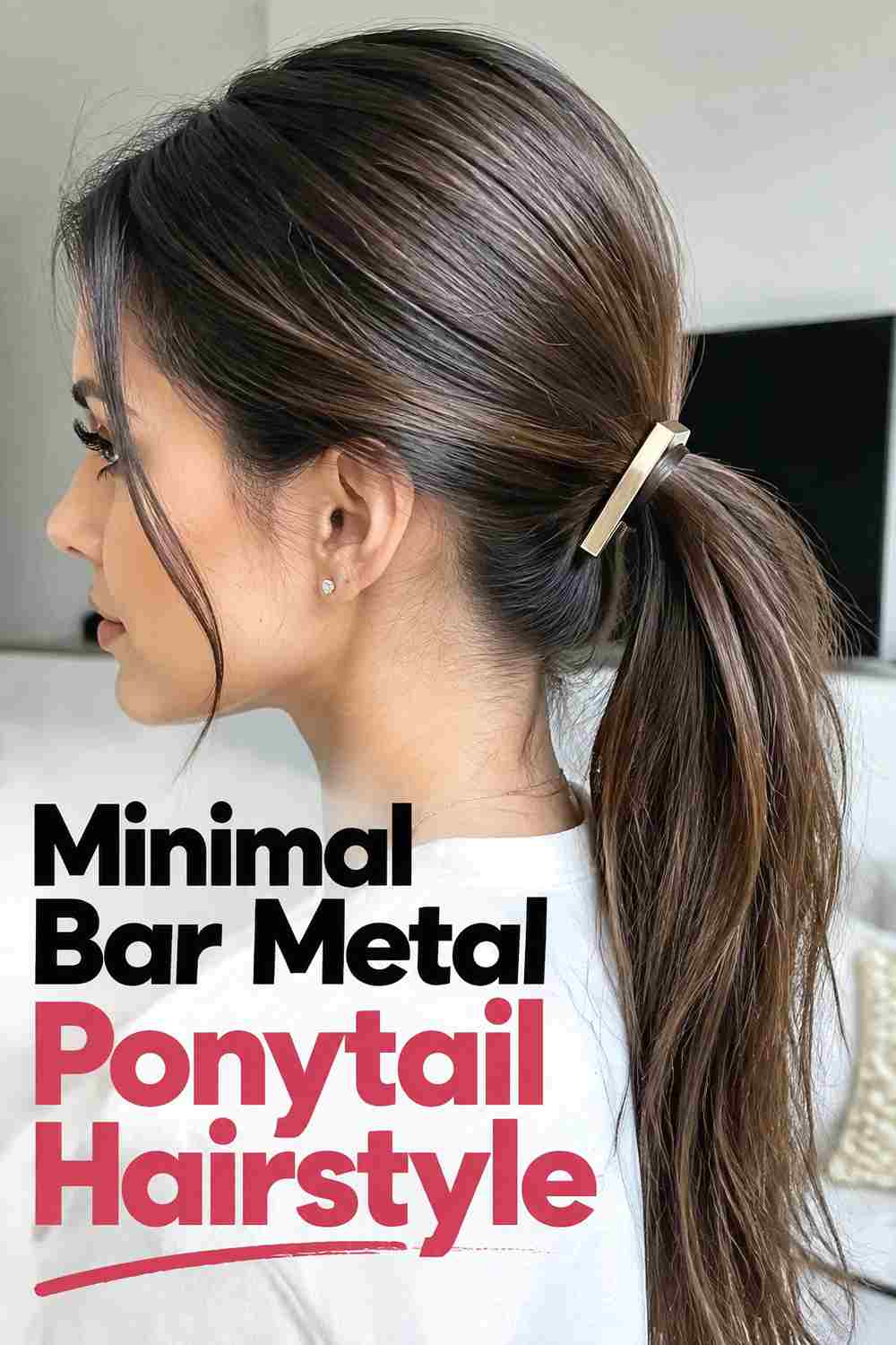 7. Minimal Bar Metal Ponytail Hairstyle