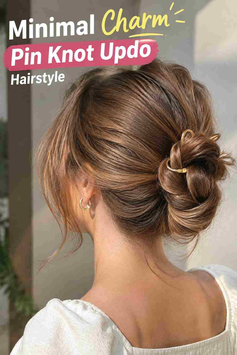 18. Minimal Charm Pin Knot Updo Hairstyle