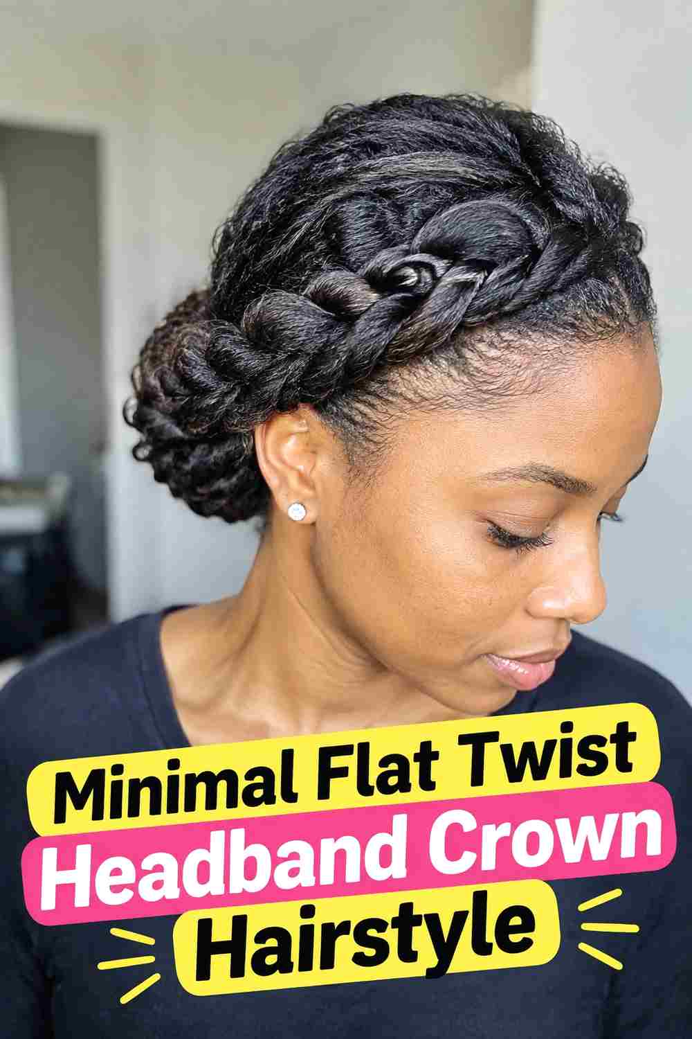 14. Minimal Flat Twist Headband Crown Hairstyle