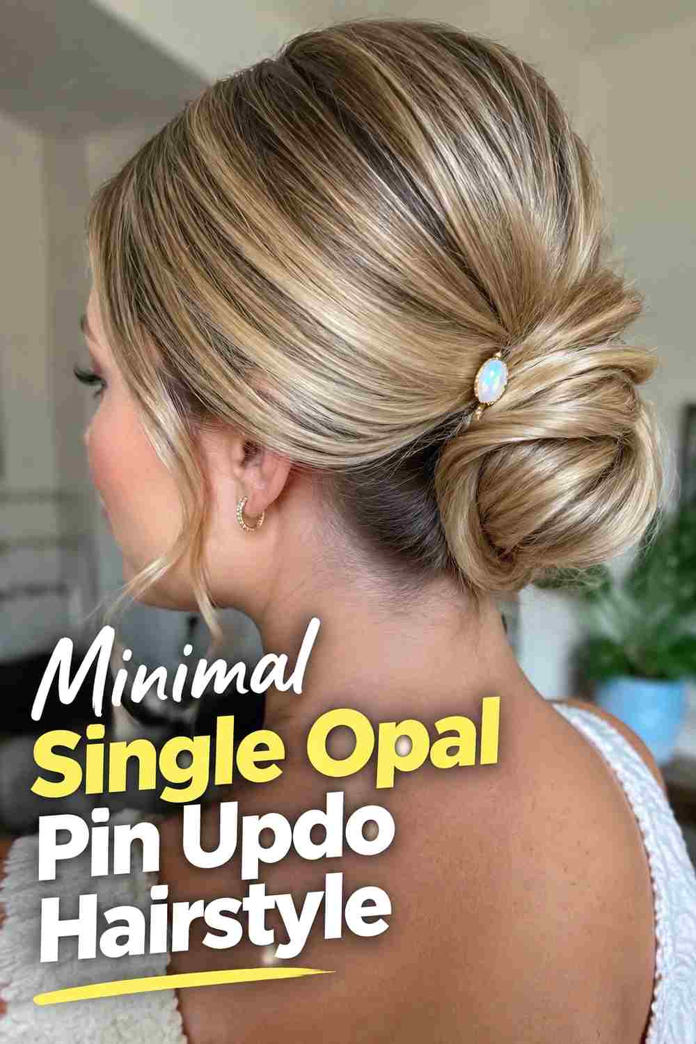 10. Minimal Single Opal Pin Updo Hairstyle