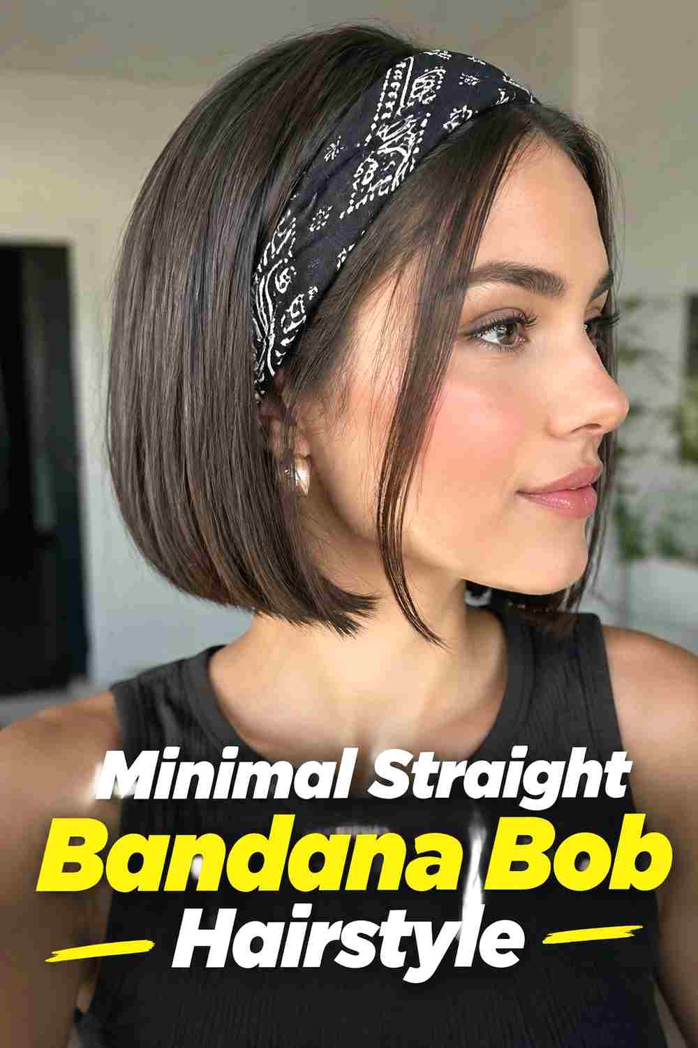 14. Minimal Straight Bandana Bob Hairstyle