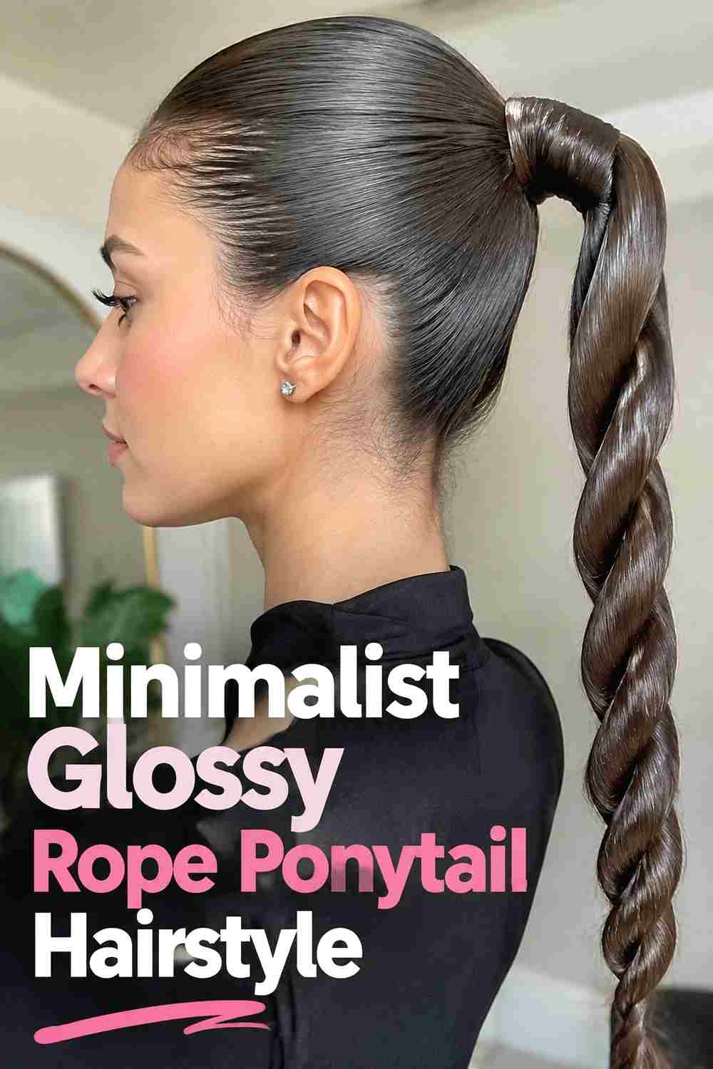 14. Minimalist Glossy Rope Ponytail Hairstyle