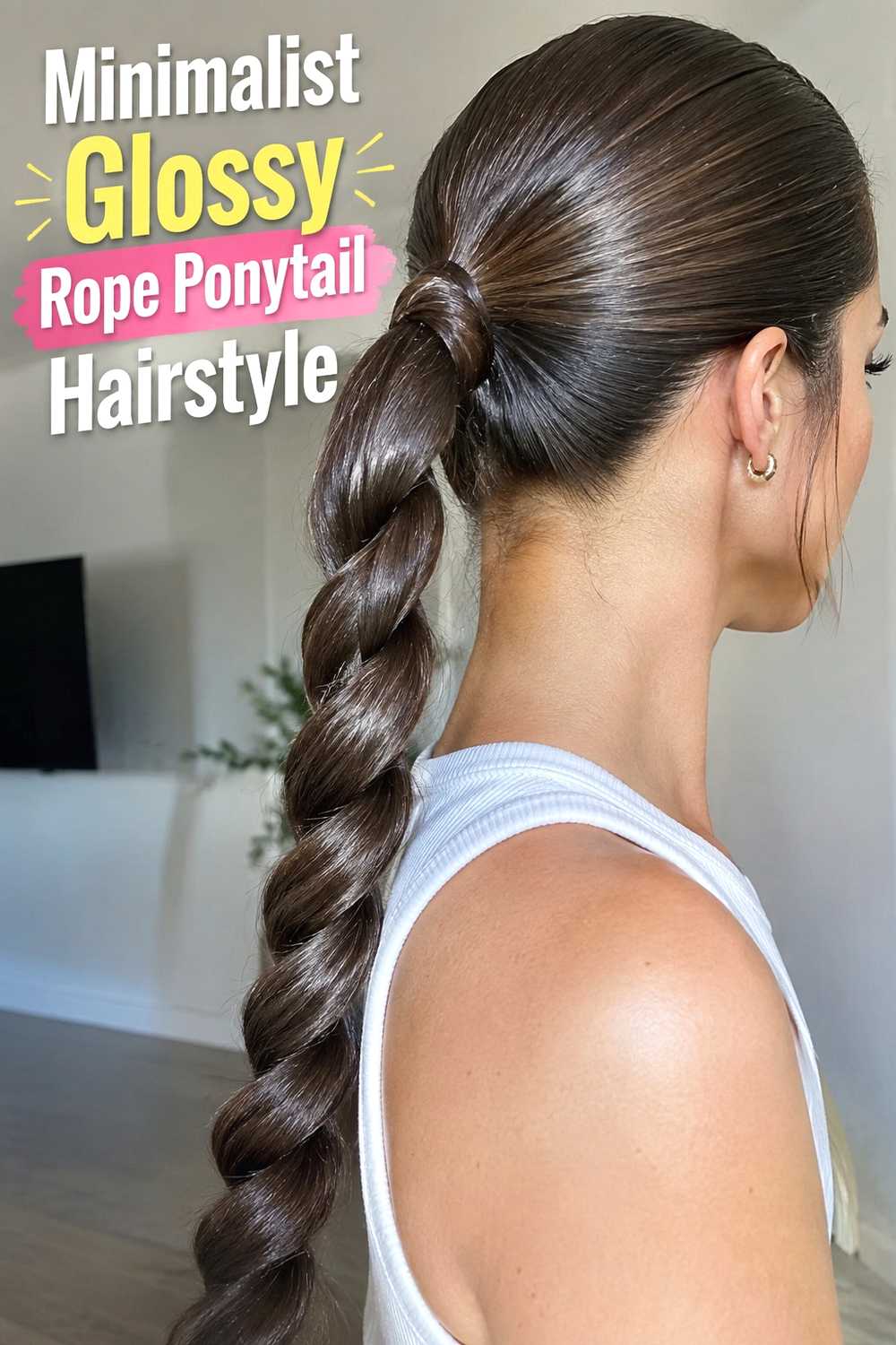 17. Minimalist Glossy Rope Ponytail Hairstyle