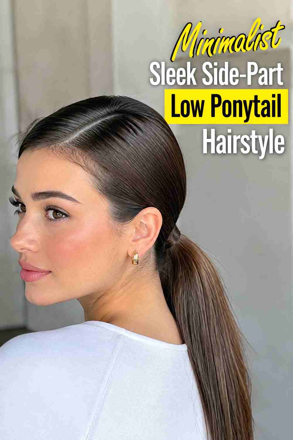 15. Minimalist Sleek Side Part Low Ponytail Hairstyle