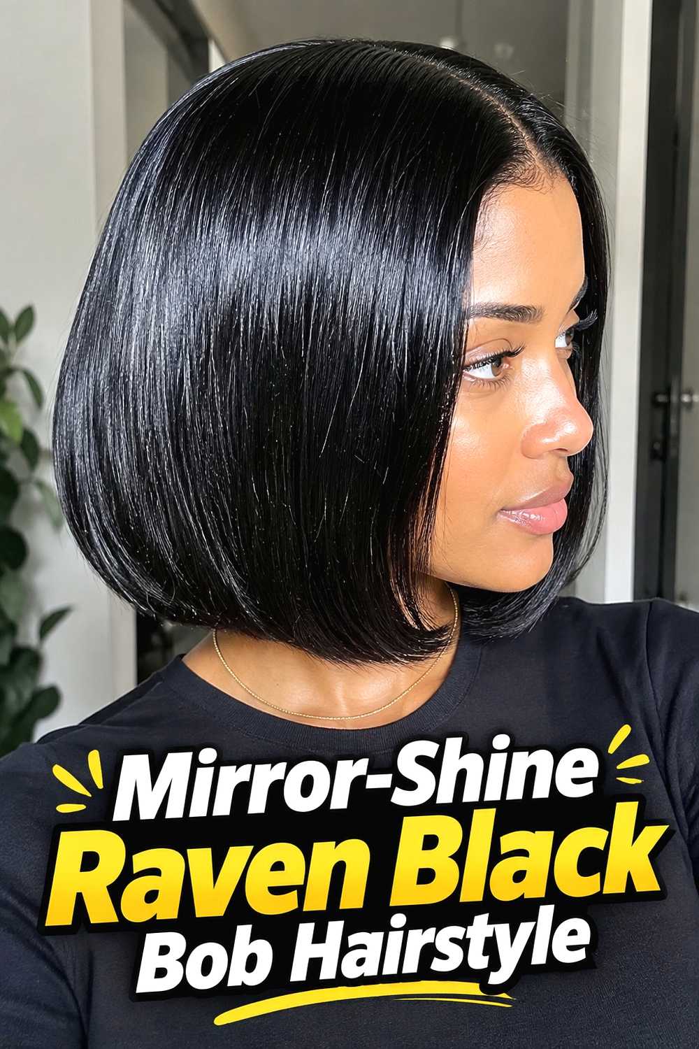 2. Mirror Shine Raven Black Bob Hairstyle