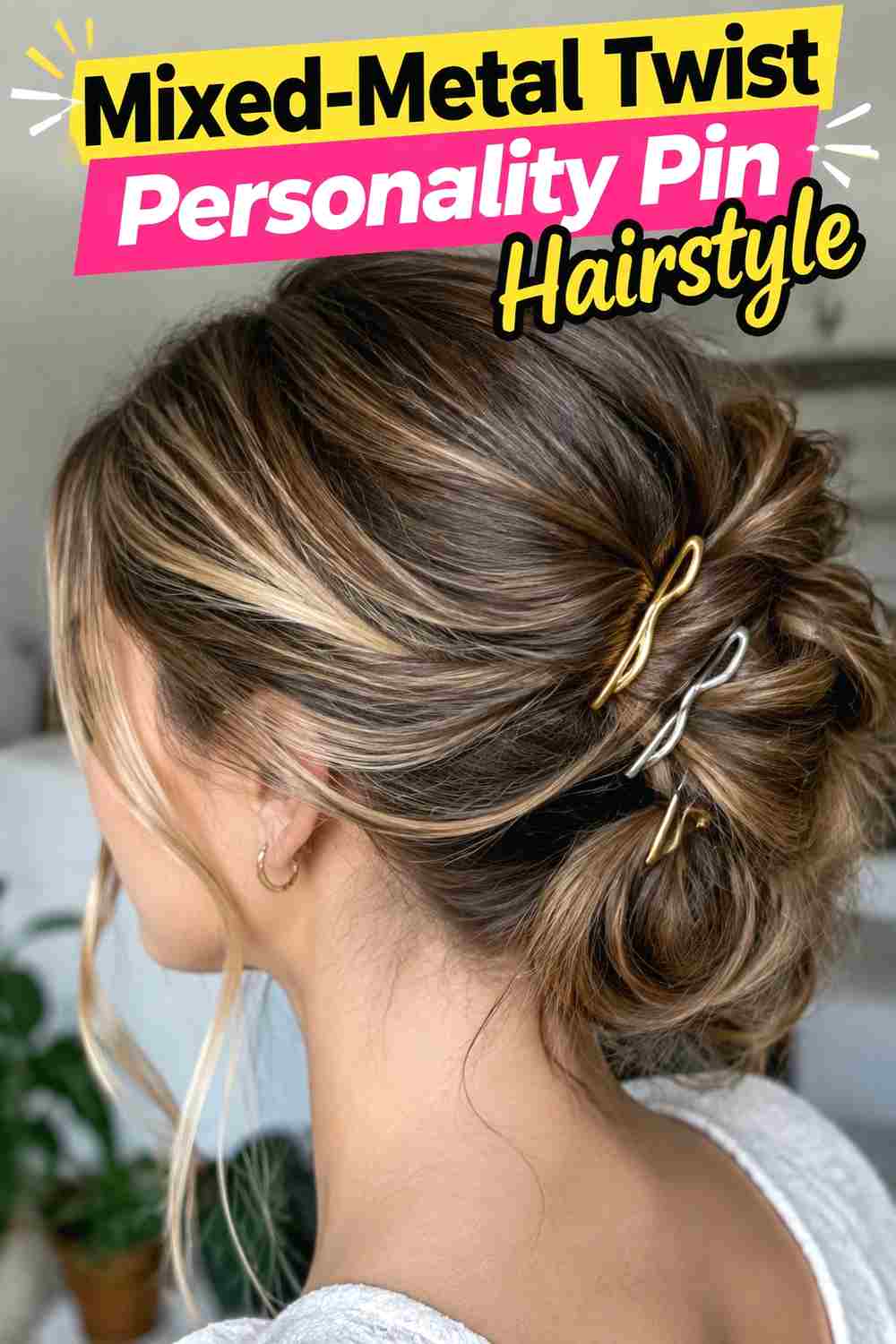 14. Mixed Metal Twist Personality Pin Hairstyle