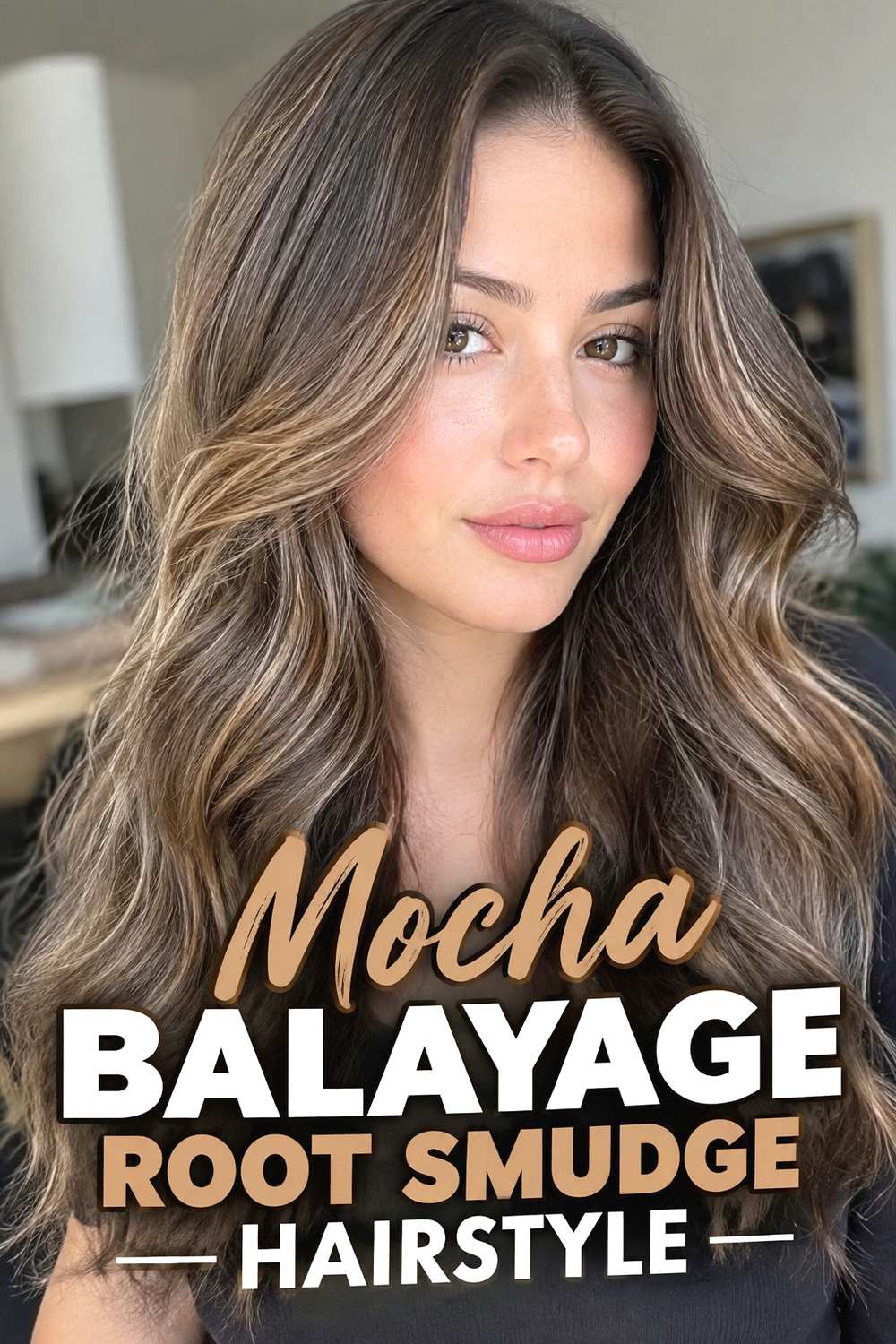 13. Mocha Balayage Root Smudge Hairstyle