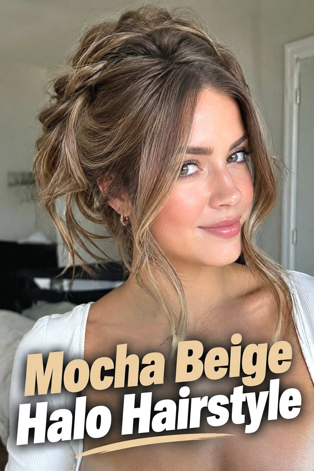 10. Mocha Beige Halo Hairstyle