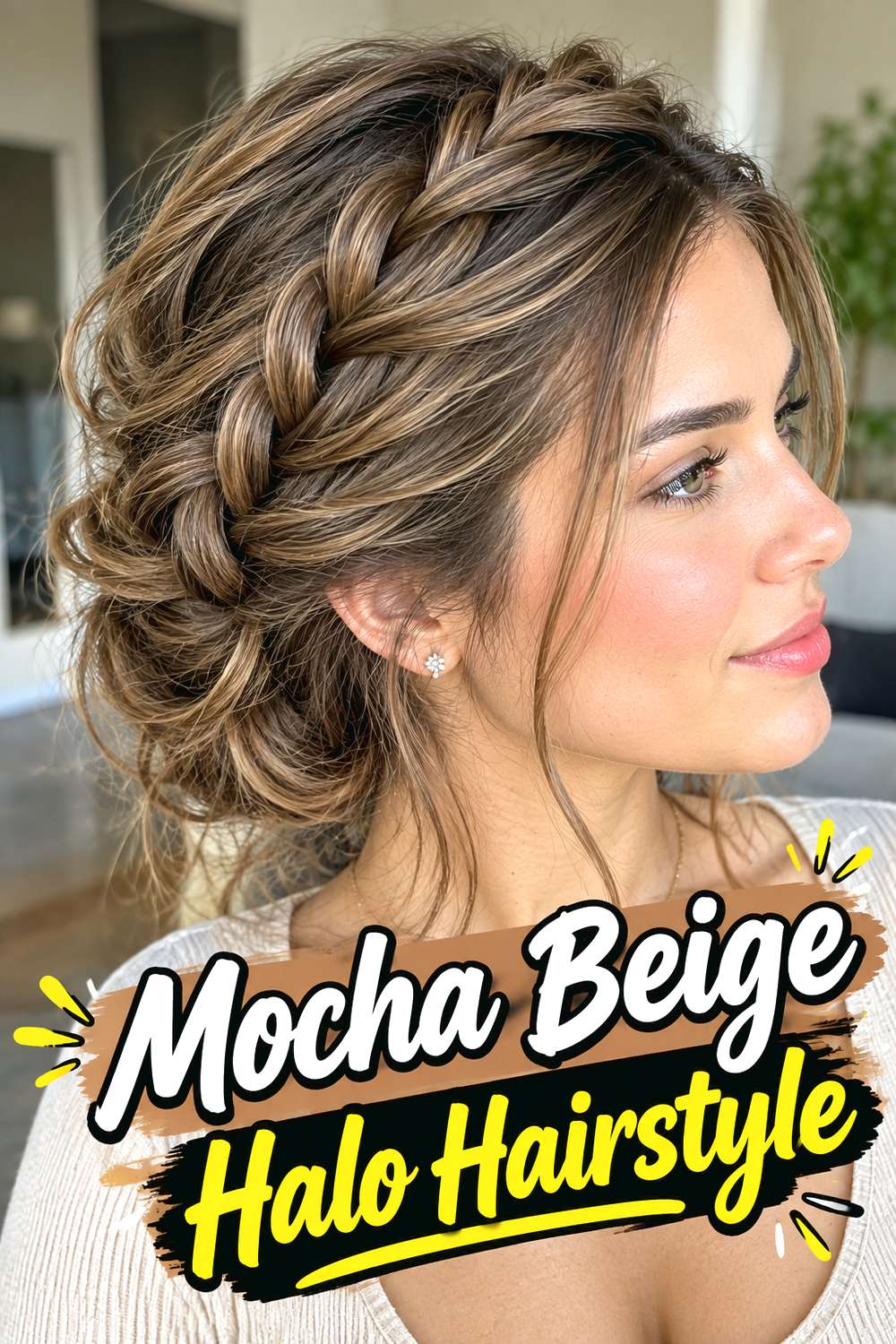 Mocha Beige Halo Hairstyle