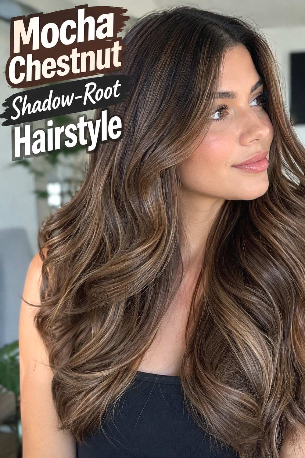 Mocha Chestnut Shadow-Root Hairstyle