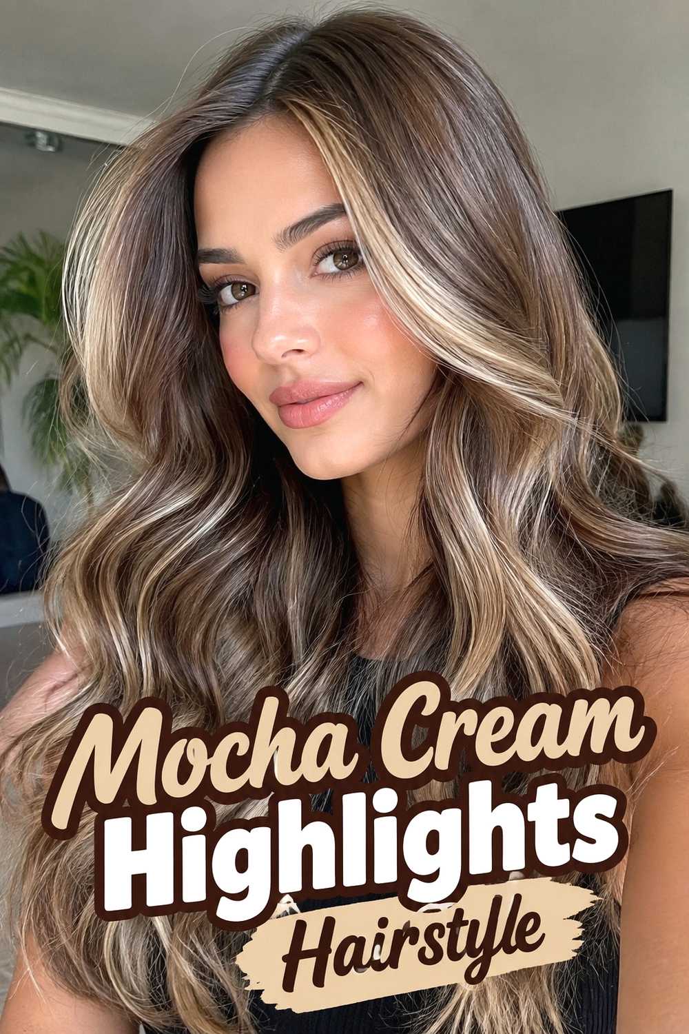 8. Mocha Cream Highlights Hairstyle