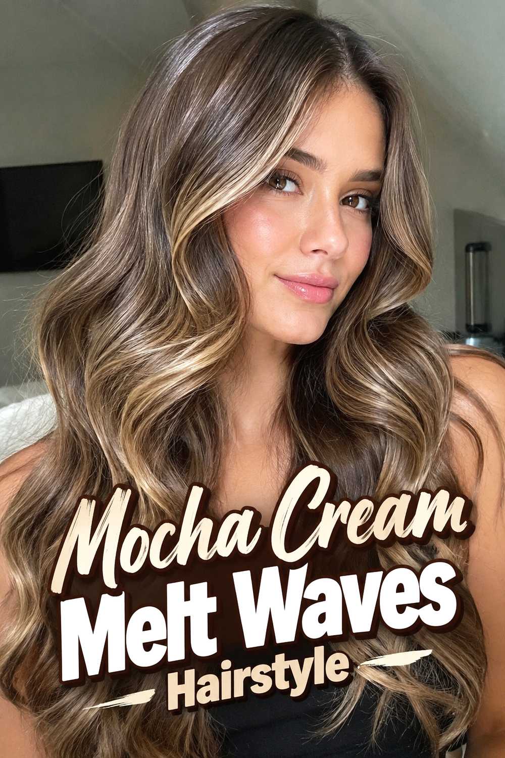 10. Mocha Cream Melt Waves Hairstyle