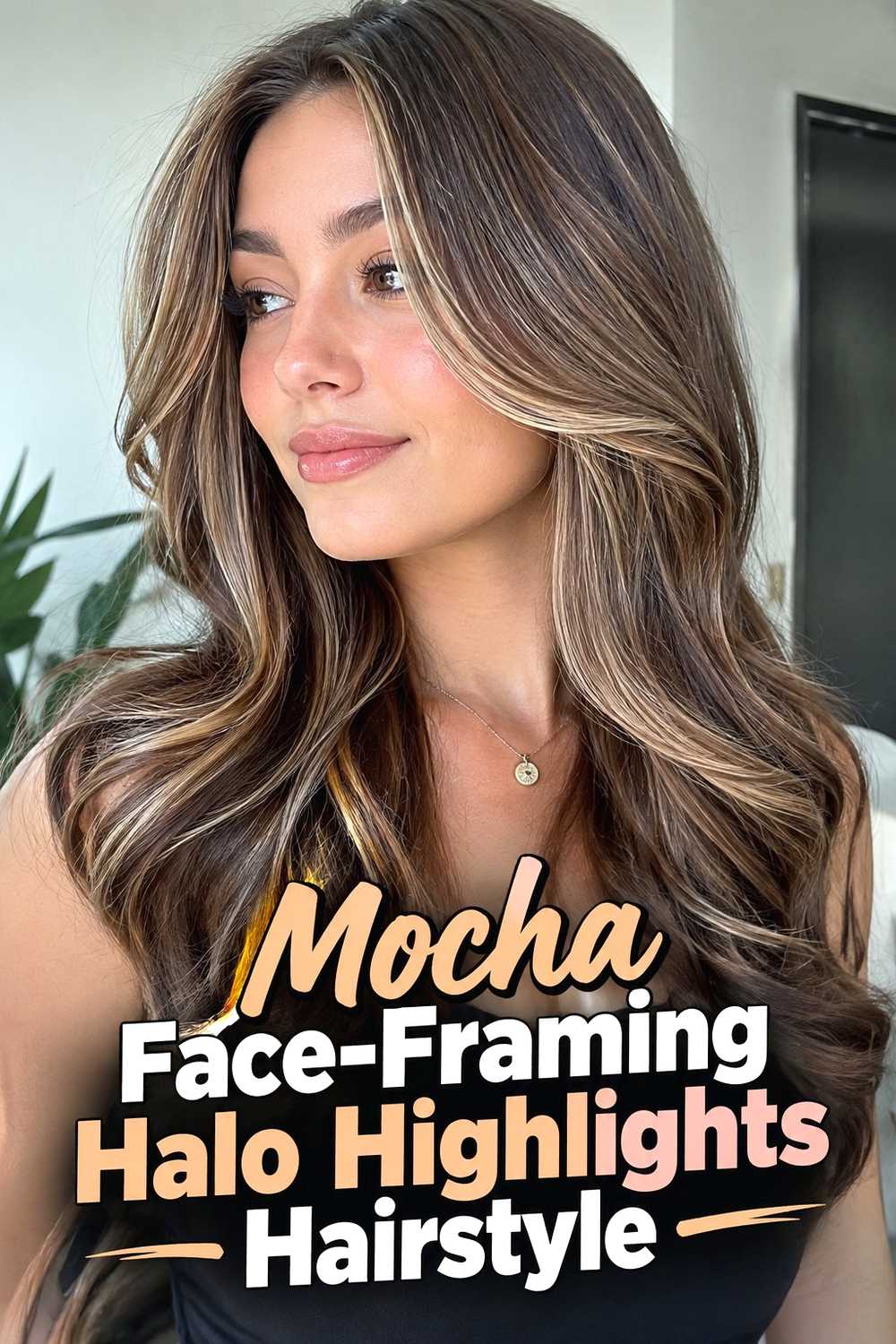12. Mocha Face Framing Halo Highlights Hairstyle