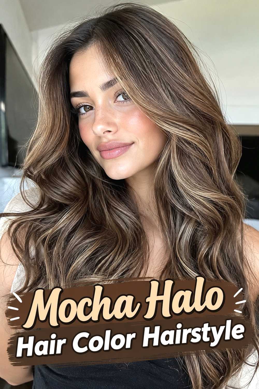 11. Mocha Halo Hair Color Hairstyle