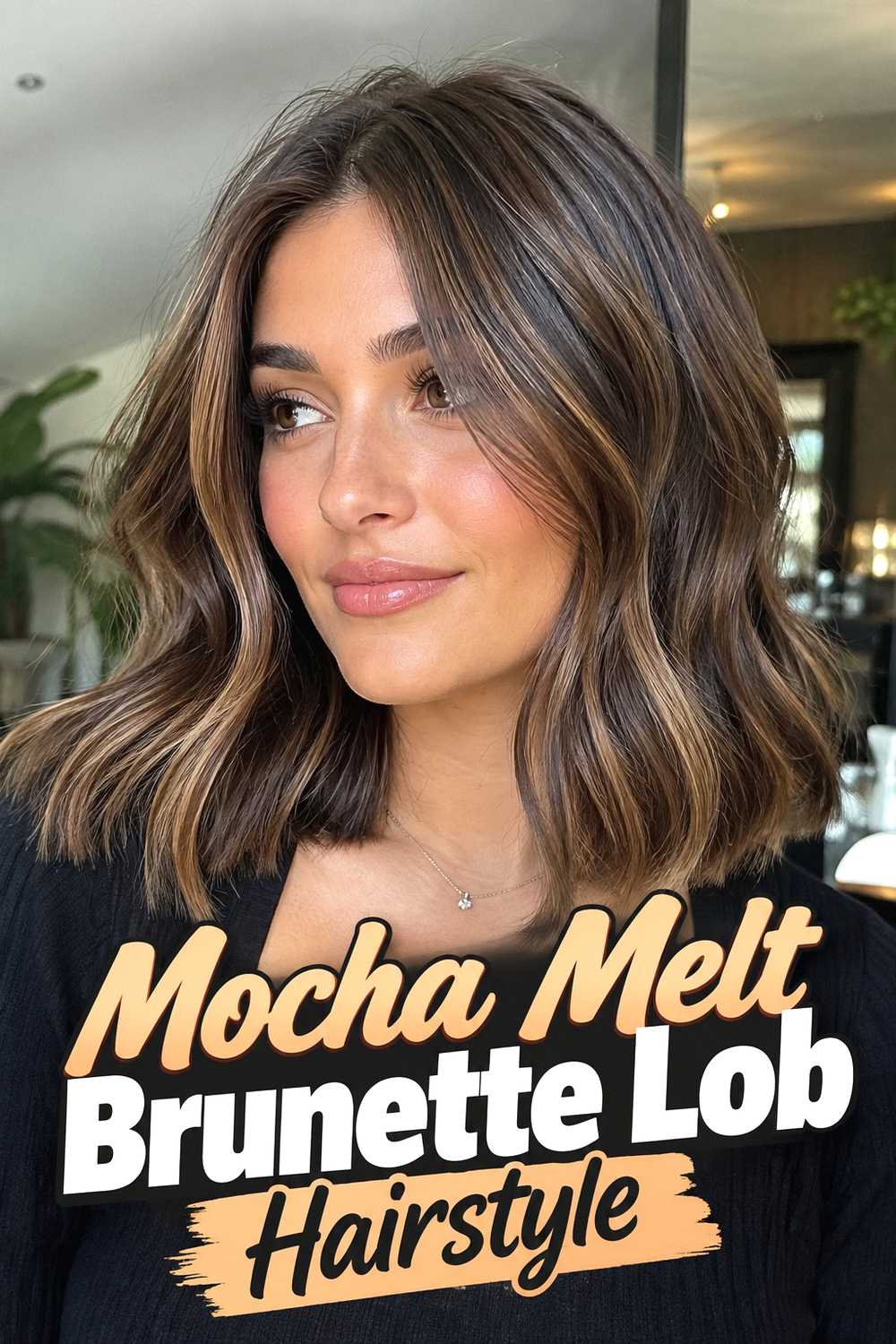 11. Mocha Melt Brunette Lob Hairstyle