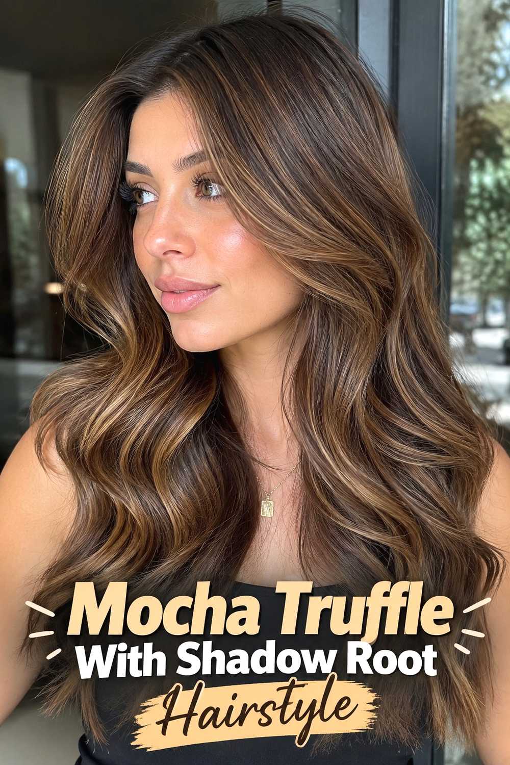 12. Mocha Truffle With Shadow Root Hairstyle