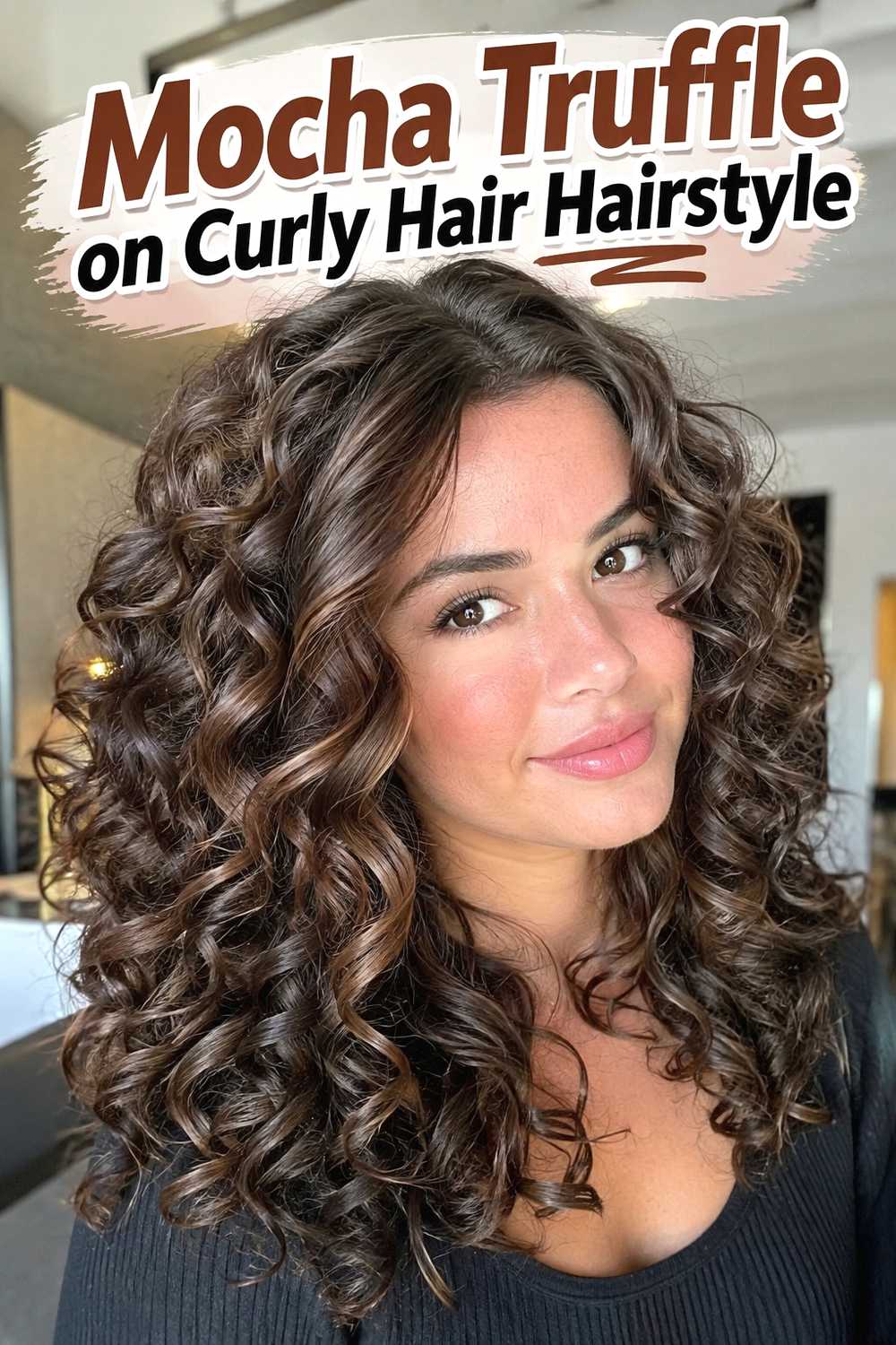 15. Mocha Truffle On Curly Hair Hairstyle