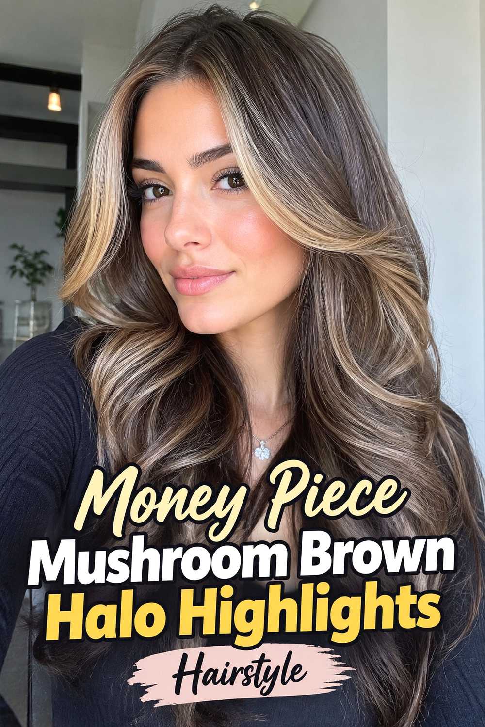 11. Money Piece Mushroom Brown Halo Highlights Hairstyle