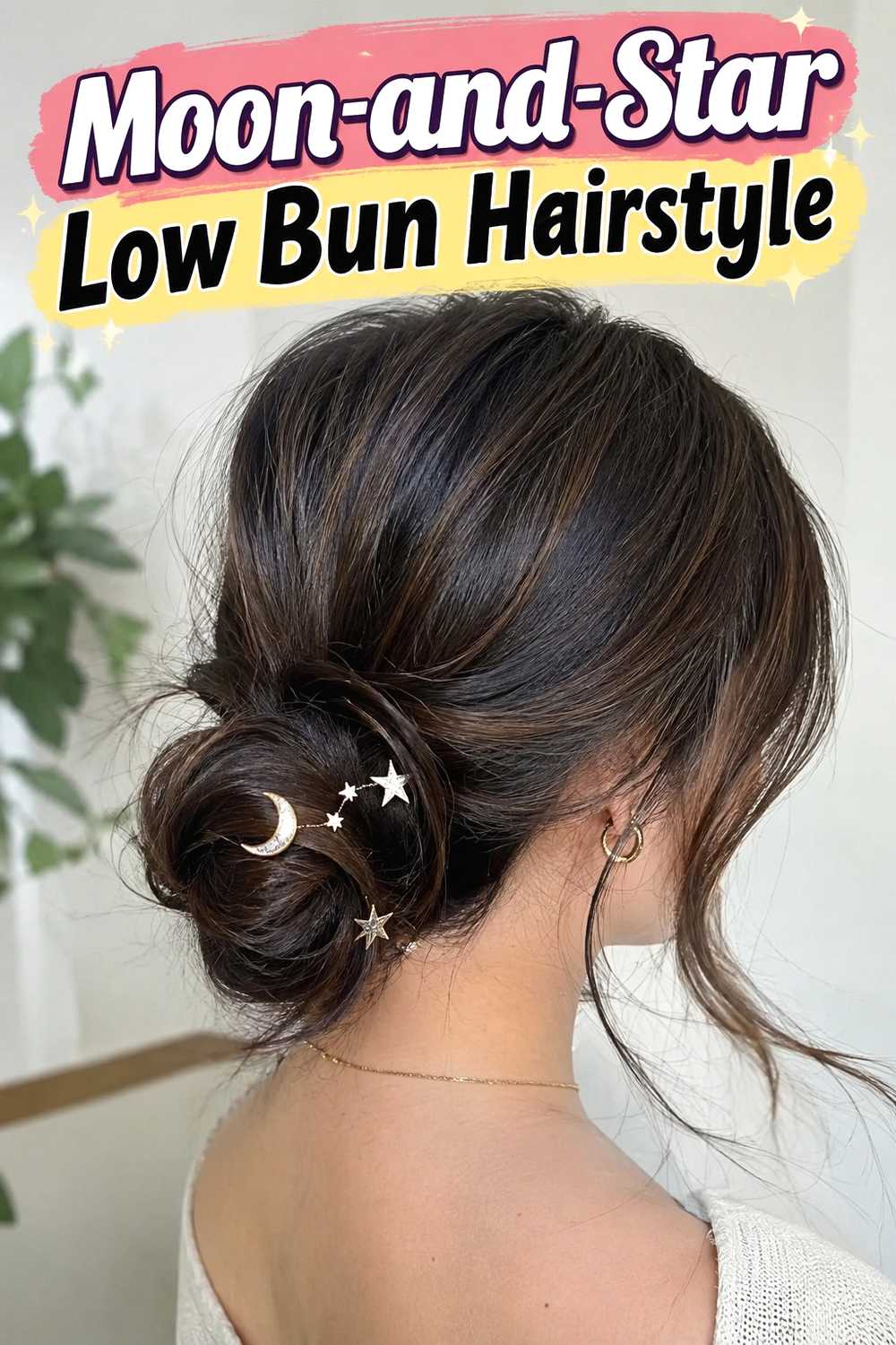 15. Moon And Star Low Bun Hairstyle