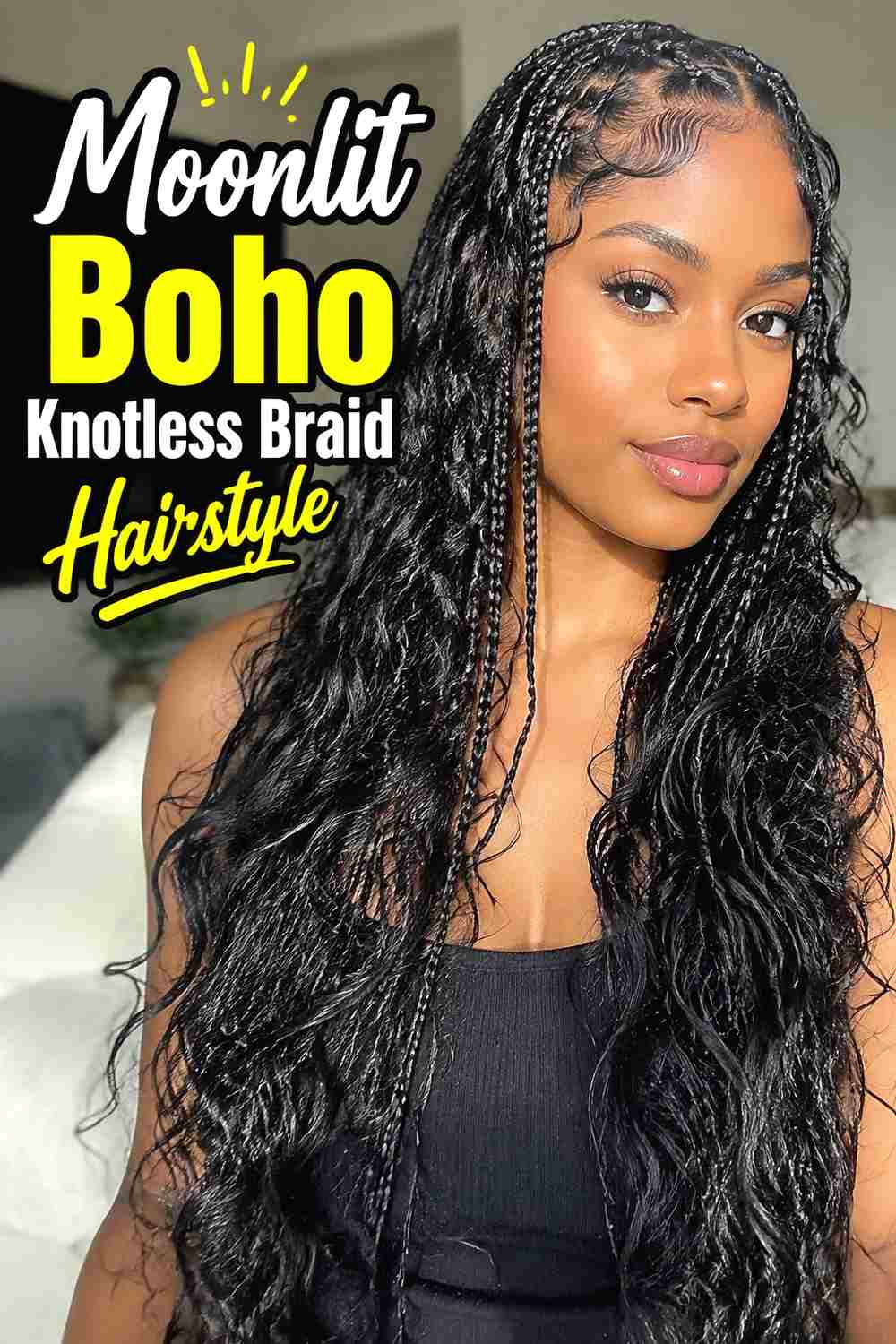 10. Moonlit Boho Knotless Braid Hairstyle