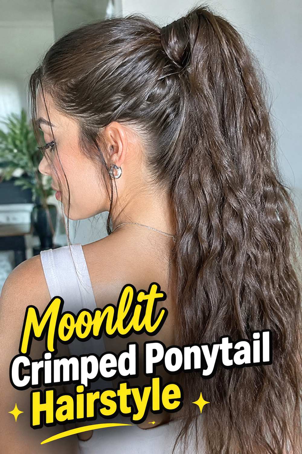 Moonlit Crimped Ponytail Hairstyle