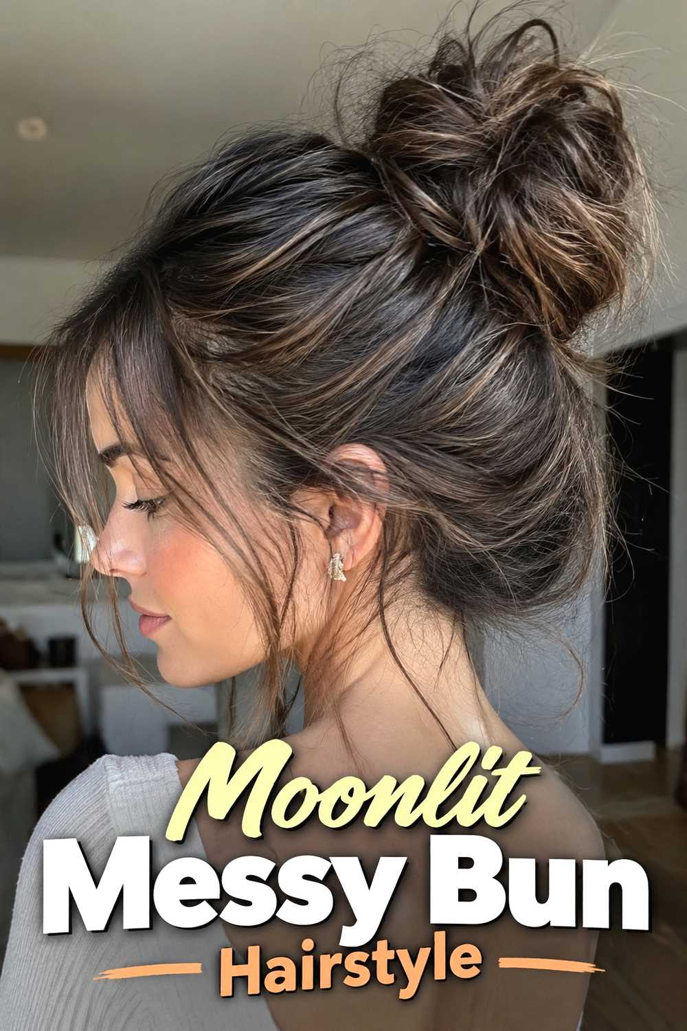 5. Moonlit Messy Bun Hairstyle