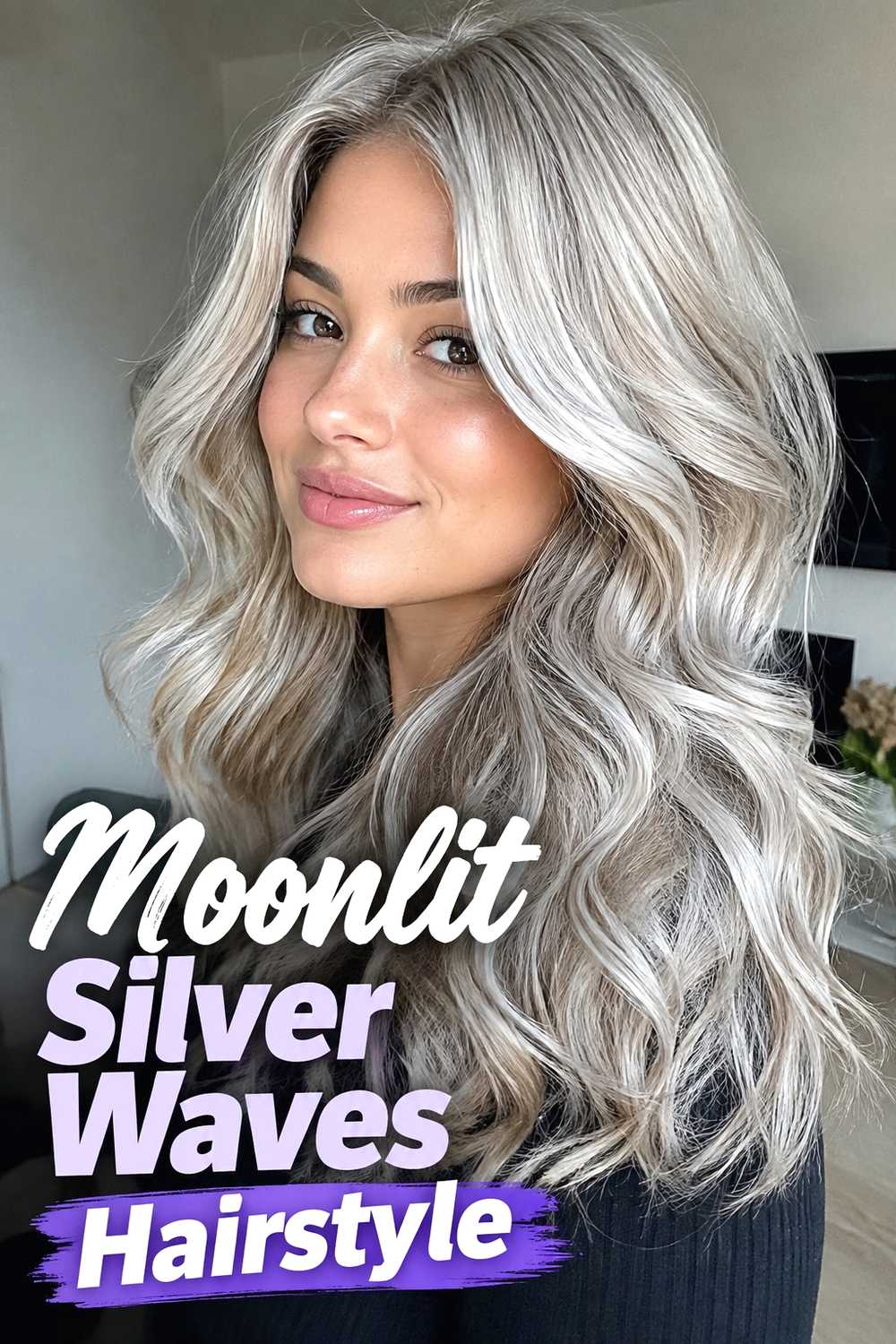 1. Moonlit Silver Waves Hairstyle