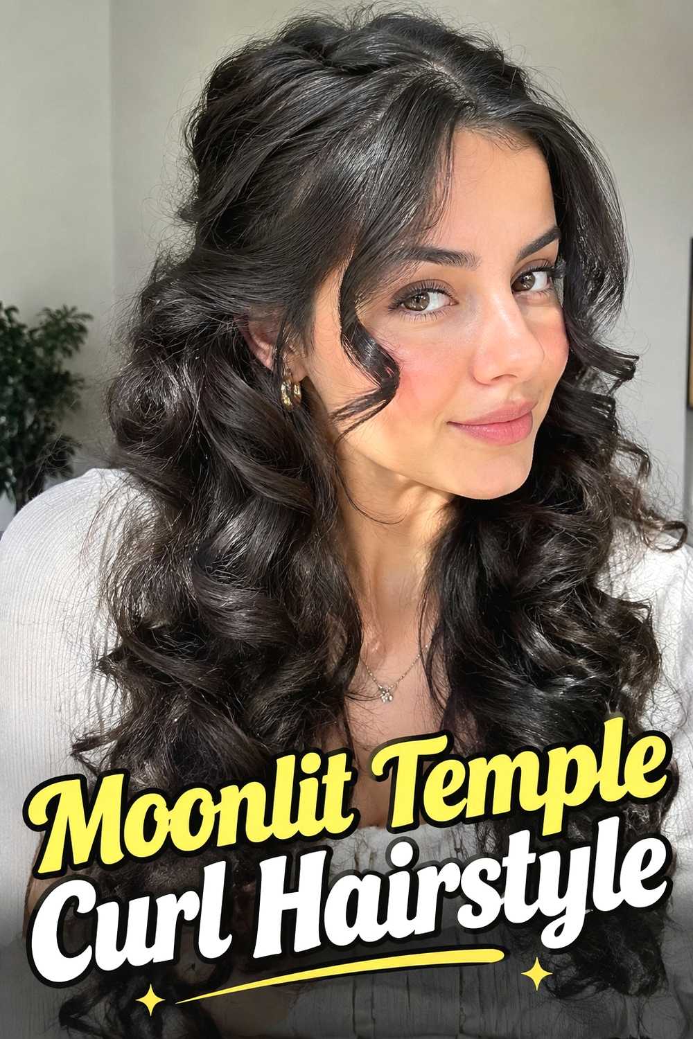 9. Moonlit Temple Curl Hairstyle