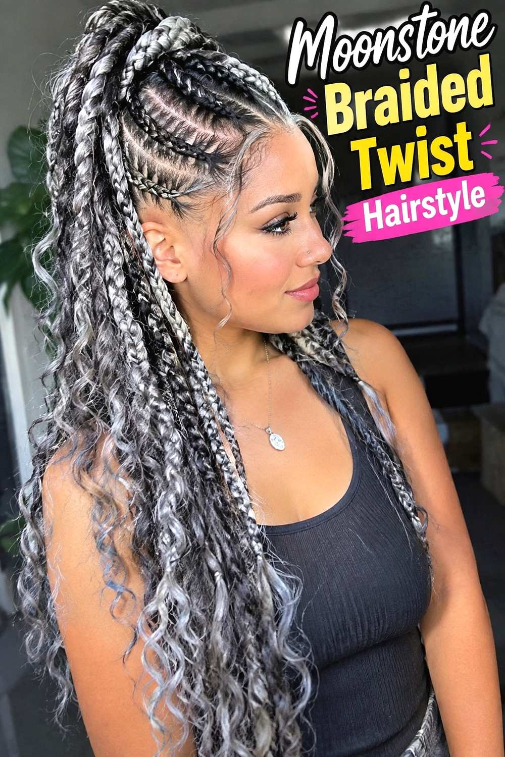 9. Moonstone Braided Twist Hairstyle