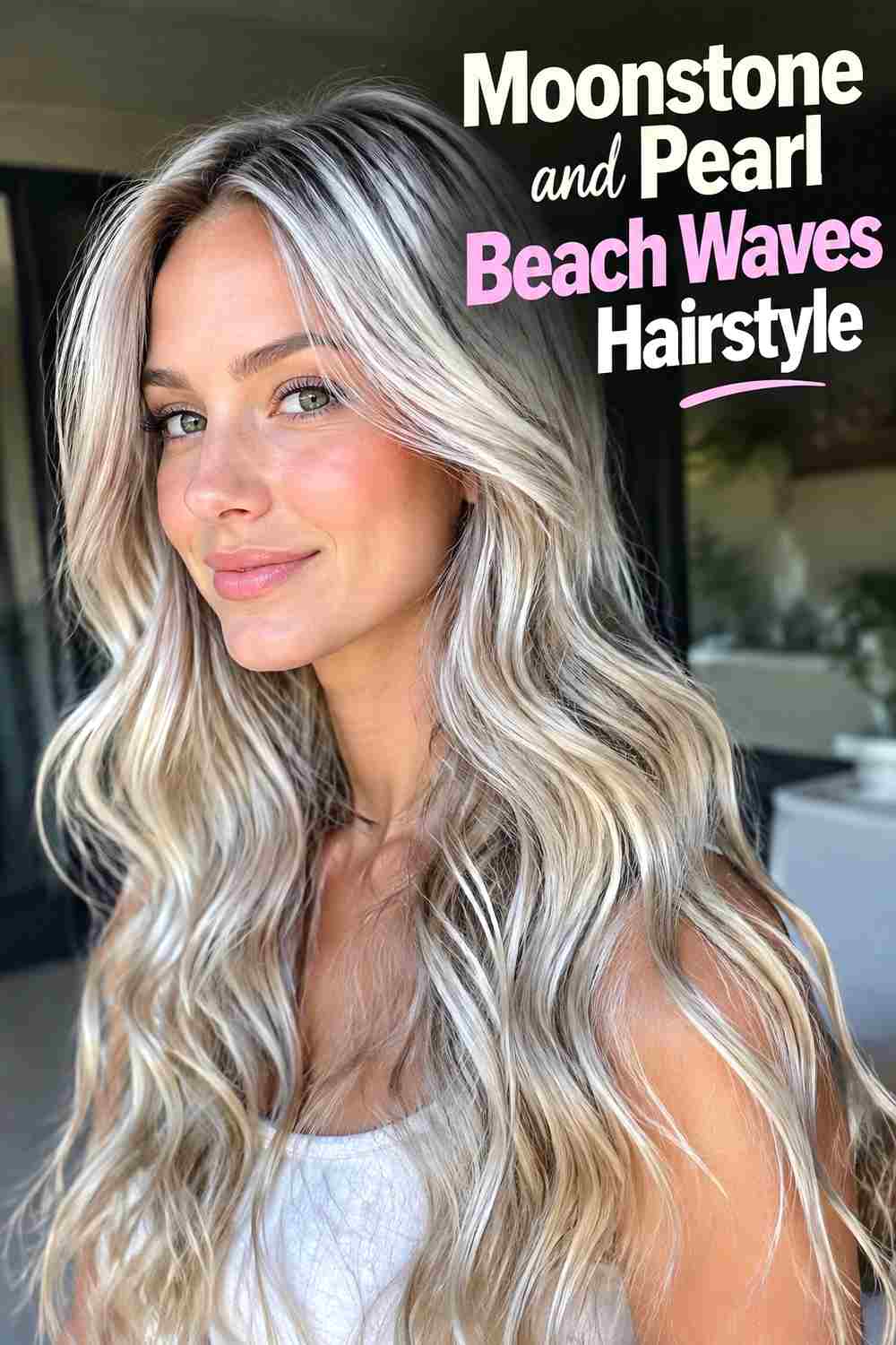 6. Moonstone And Pearl Beach Waves Hairstyle
