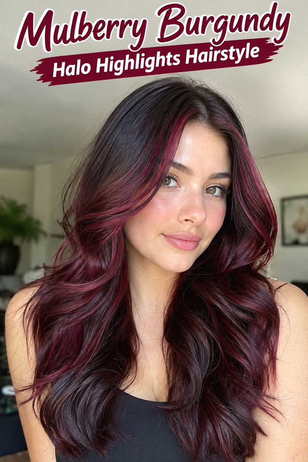 10. Mulberry Burgundy Halo Highlights Hairstyle
